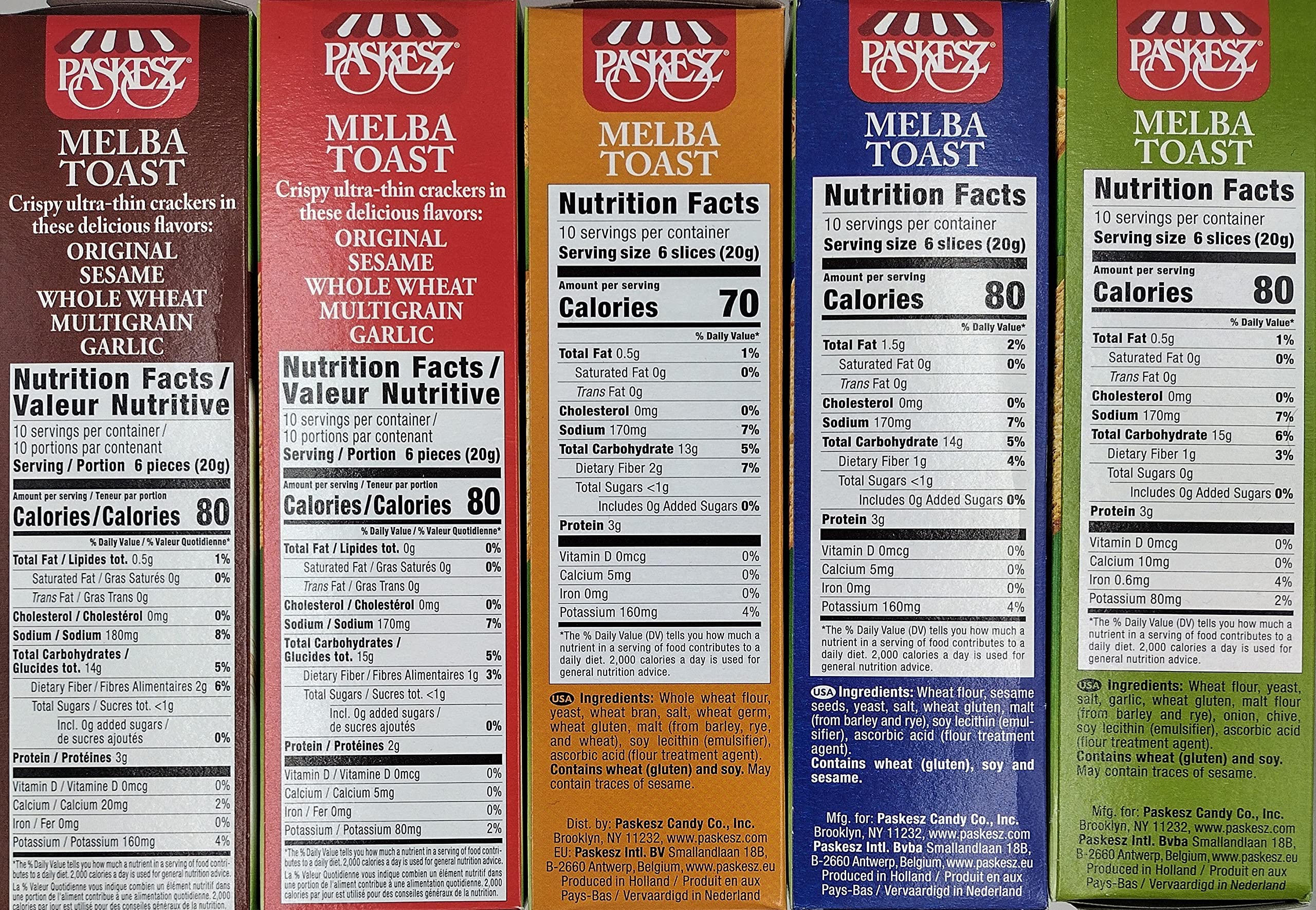 Kosher Certified Melba Toast Flatbread Crackers - Delicious Snack Variety Combo Pack (5 Pack) | Perfect for Parties, School Lunches & Healthy Snacking