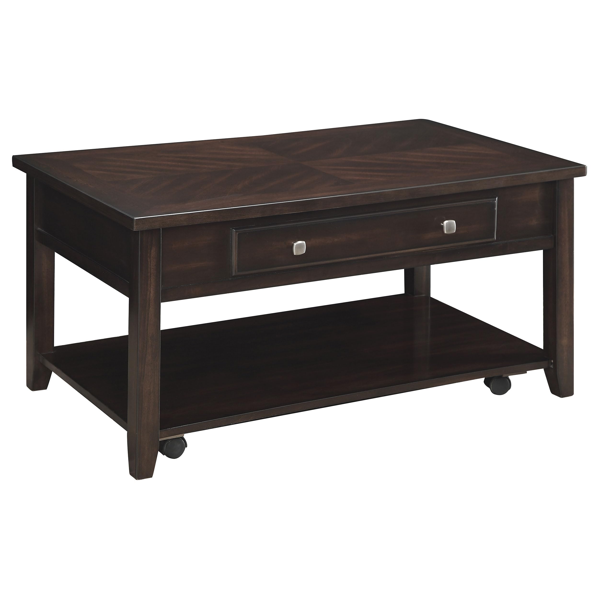 Coaster Furniture Rectangular Lift Top Coffee Table with Storage - Walnut Finish 721038 - Perfect for Living Room, Home Office, and Small Spaces