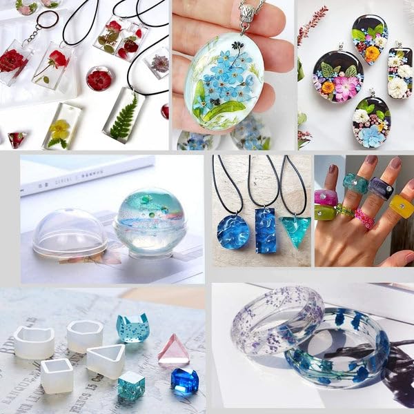 RETRONE Silicone Resin Jewelry Molds Kit - DIY Earring, Necklace, Pendant & Keychain Making Supplies - Small Epoxy Craft Molds for Handmade Jewelry (White 159) - Perfect for DIY Gifts, Craft Projects & Home Jewelry Business