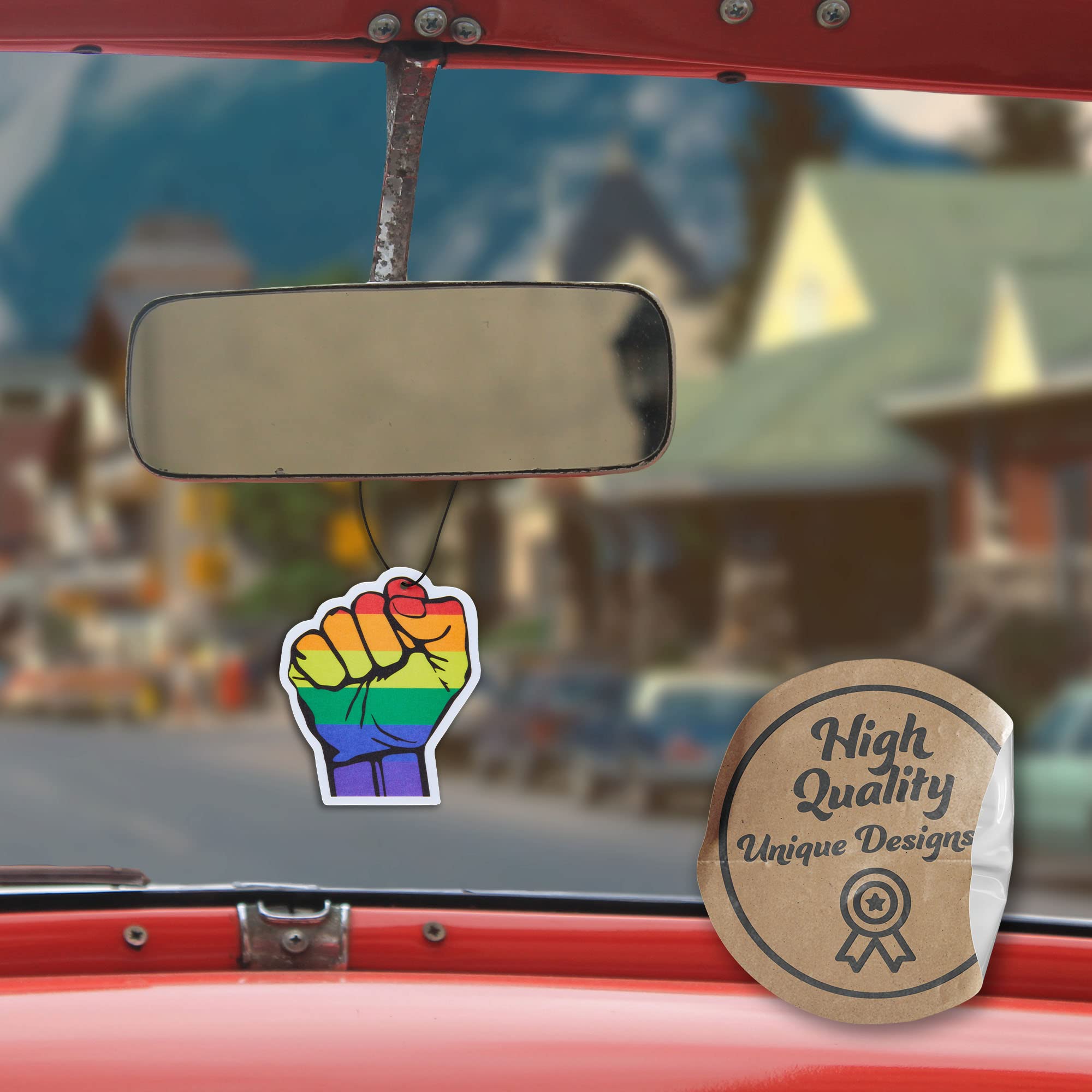 Premium Pride Car Air Freshener 4 Pack - Long Lasting Scented with Essential Oils by Fresh Fresheners - Eliminate Odors & Freshen Your Car, Office or Home