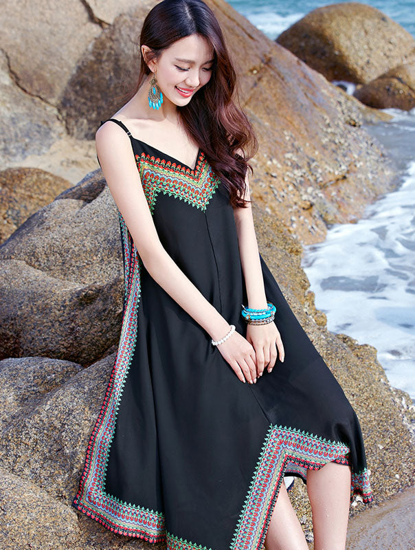 Plus Size Maxi Beach Dress with High Low Hem - Flowy Summer Cover Up for Women | Perfect for Vacations, Poolside Lounging & Beach Getaways