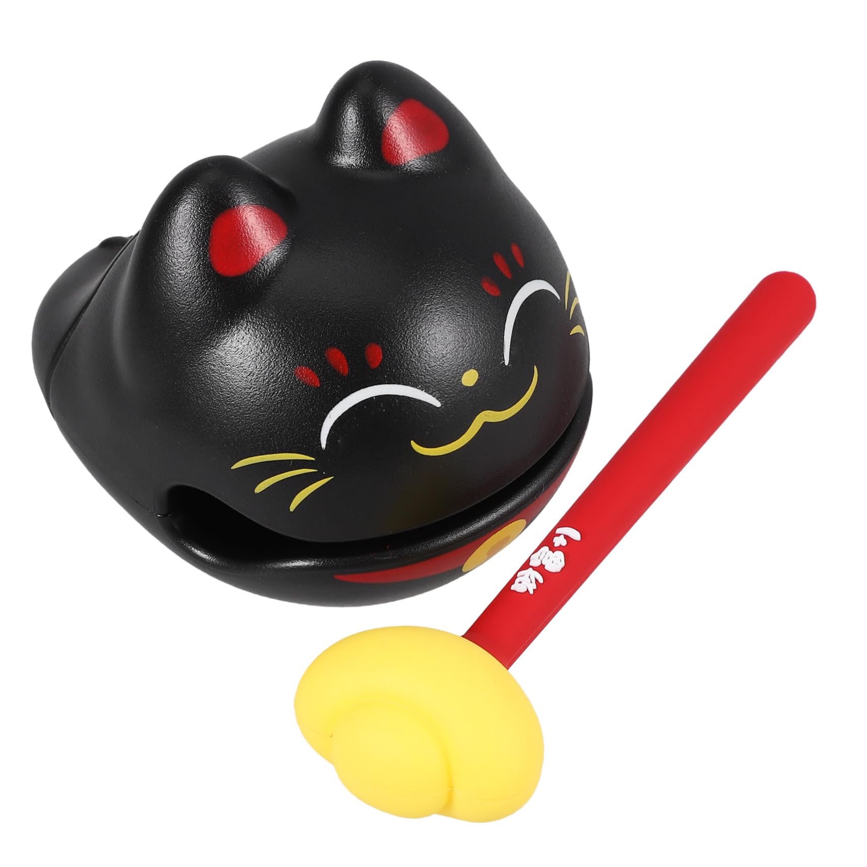 ibasenice 2-Piece Lucky Cat Percussion Instrument Set - Wooden Temple Block Toy & Rhythm Musical Instrument for Office Stress Relief, Meditation & Music Education