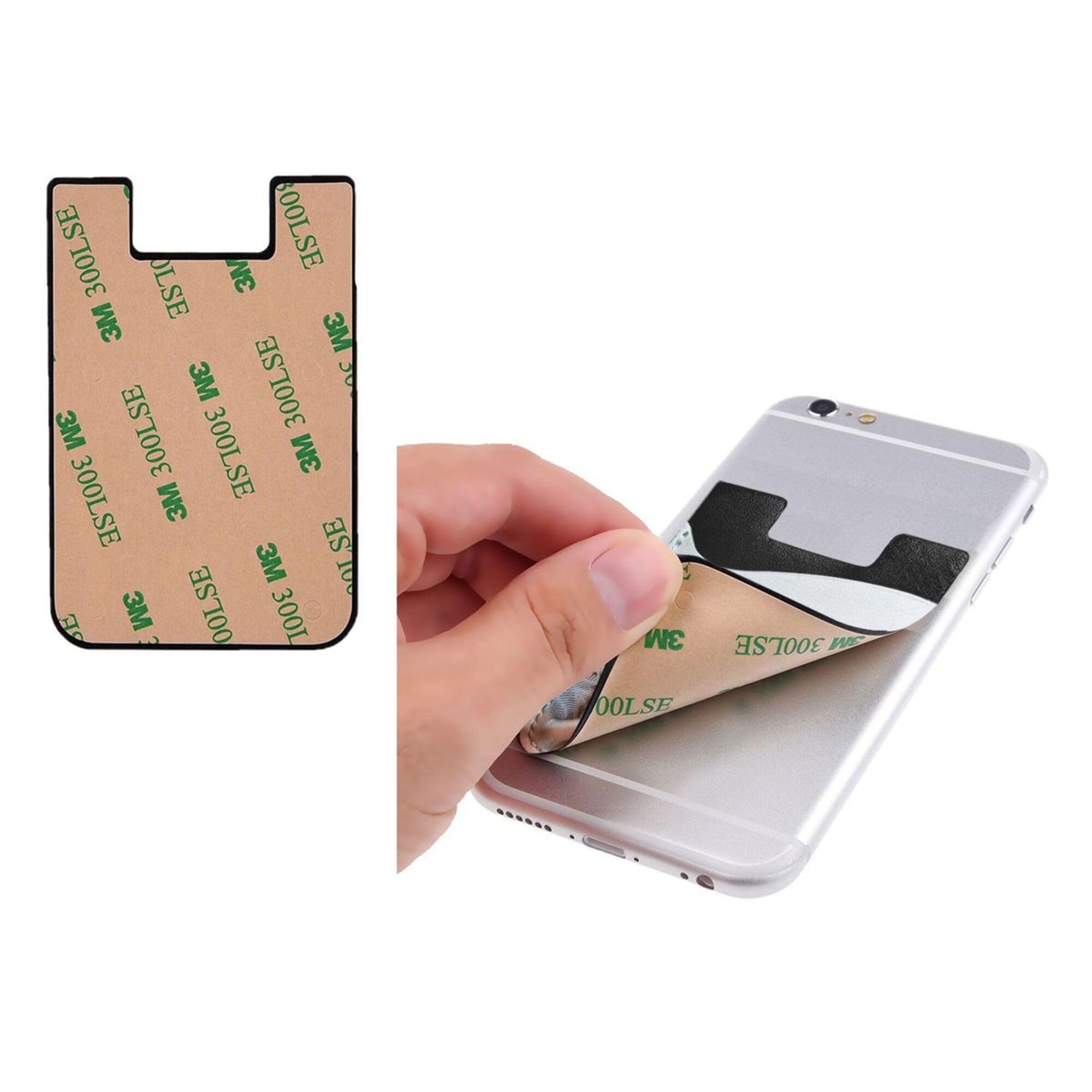 Custom Personalized Stick-On Phone Card Holder - Credit Card & ID Wallet for Back of Phone - Add Your Photo/Logo/Text (Black) - Perfect for Hands-Free Shopping, Travel & Everyday Convenience