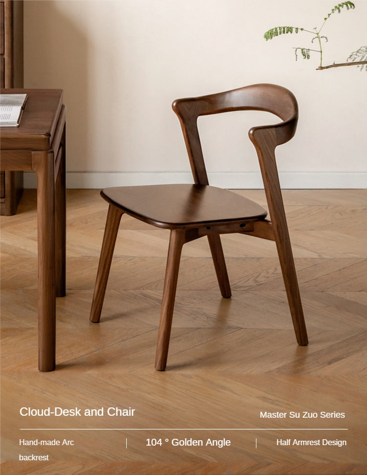 Premium Black Walnut & Ash Solid Wood Dining Chair - Handcrafted Modern Farmhouse Style for Kitchen, Dining Room & Home Decor