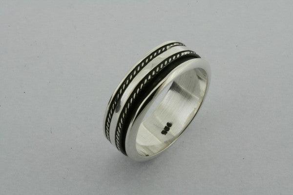 Elegant Double Rope Sterling Silver Spinner Ring for Women - Stress Relief Fidget Jewelry for Anxiety, Meditation & Everyday Wear