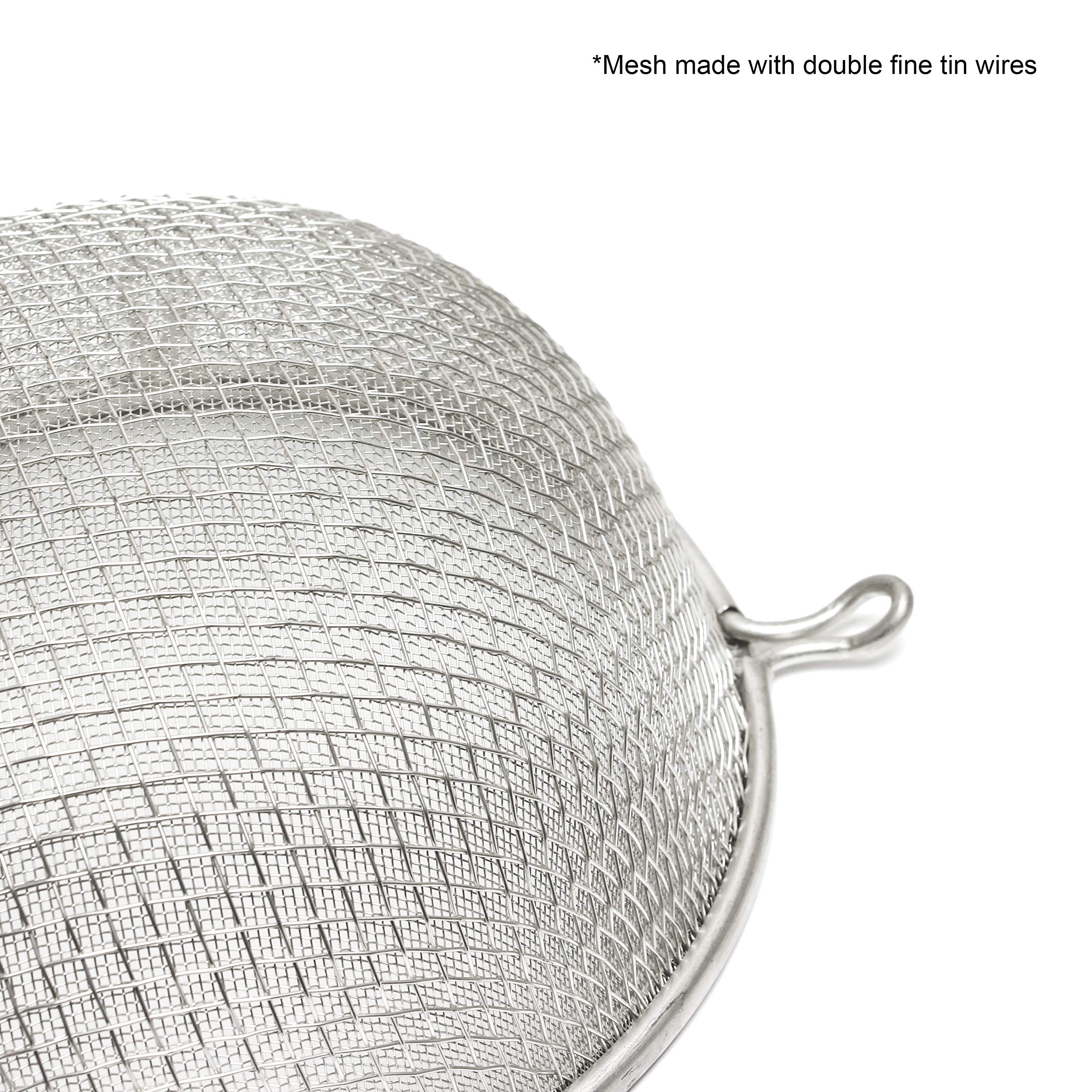 Premium Double-Layer Fine Mesh Tin Strainer with Wooden Handle - 6 Inch Kitchen Sifter for Baking, Tea, and Cooking Essentials