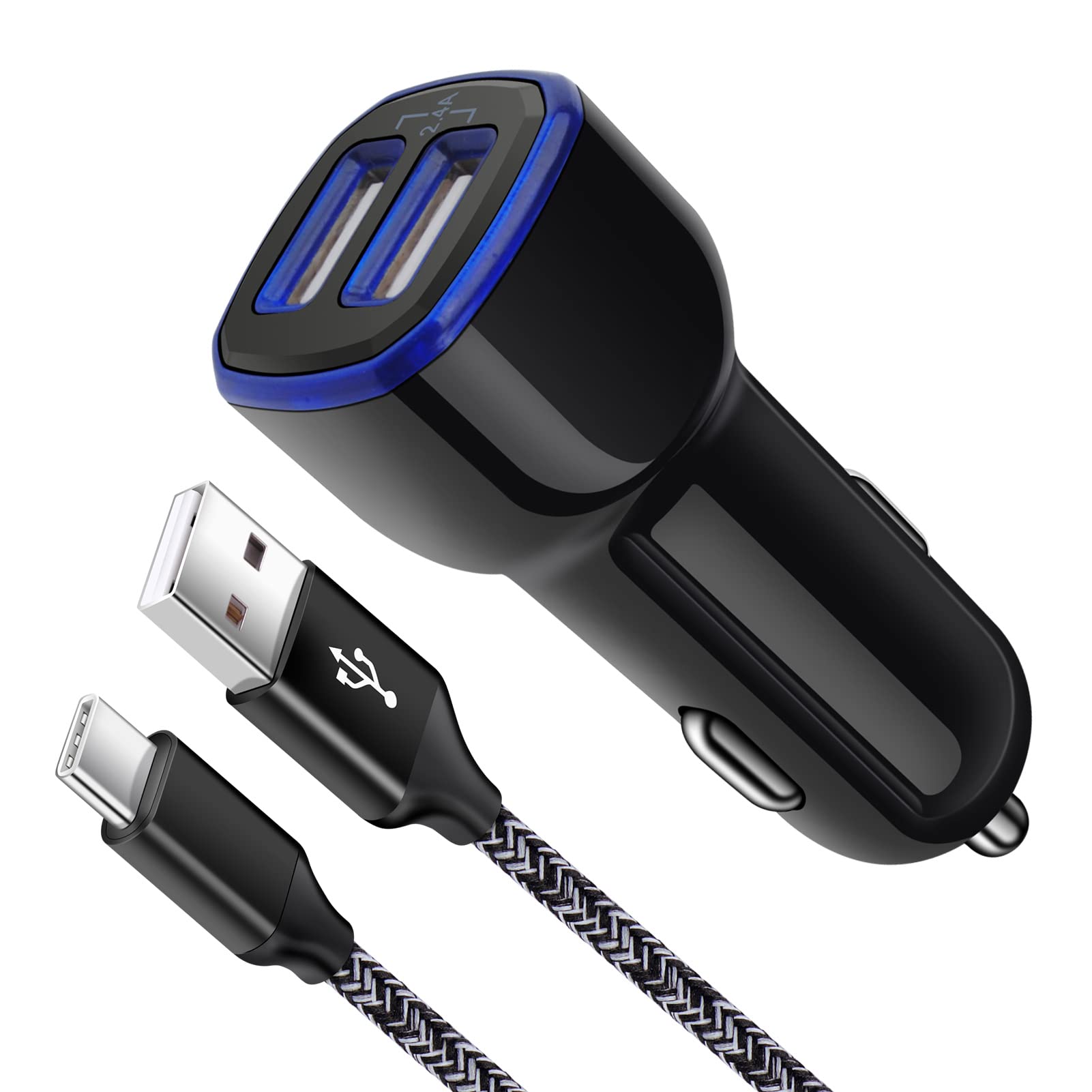 Fast USB C Car Charger for Samsung Galaxy - 30W Quick Charge Type C Android Phone Charger with Cable - Compatible with Galaxy A13 5G/A03s/S23/S22 Ultra/S21/S20/S10/S9/A11/A12/A32/A53/A23 - Perfect for Road Trips & Daily Commutes