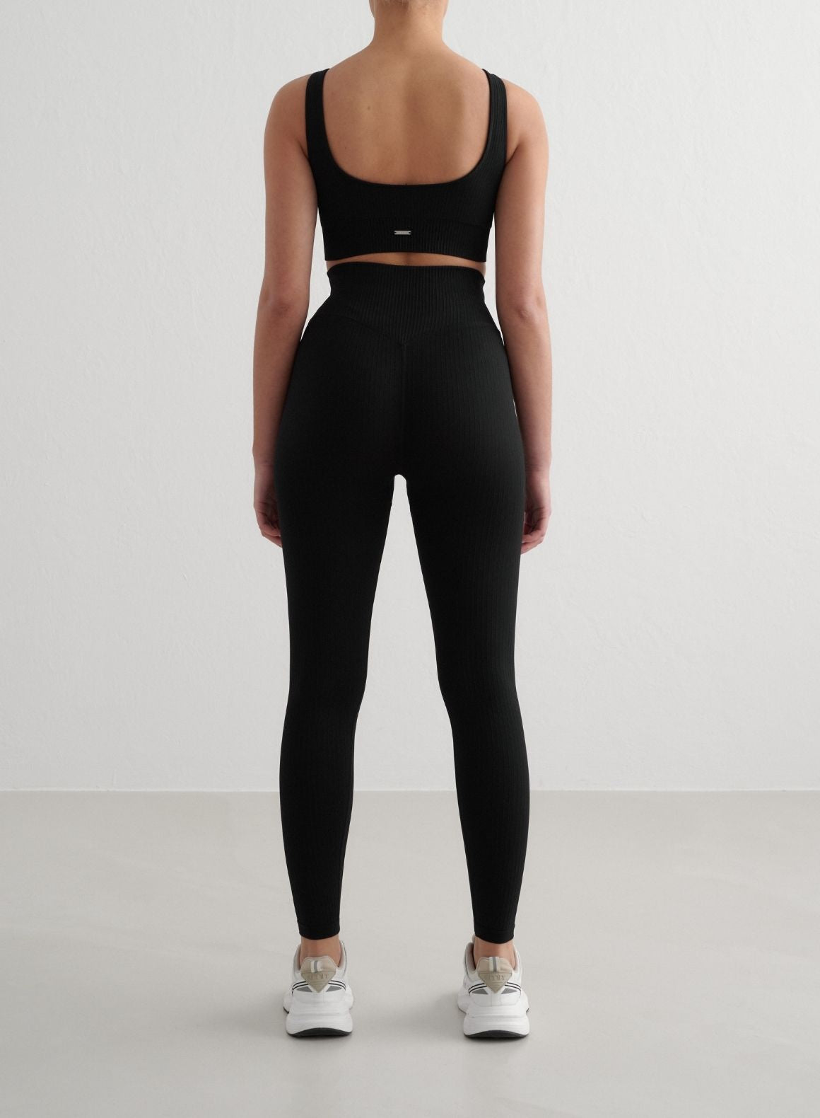 Black Ribbed Seamless Tights for Women - High Waist Yoga Pants, Stretchy Workout Leggings - Perfect for Gym, Running, Lounge & Everyday Wear