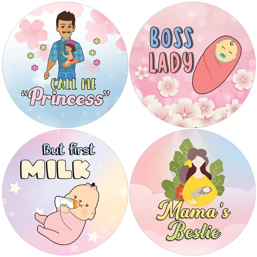 Creanoso New Baby Girl Quotes Stickers (10 Sets X 16 Designs) - Perfect Sticker Card Giveaways for Expectant Mothers & Baby Showers - Cute Stocking Stuffers & Unique Baby Shower Gifts - Ideal for Nursery Decor, Scrapbooking & Parenting Rewards