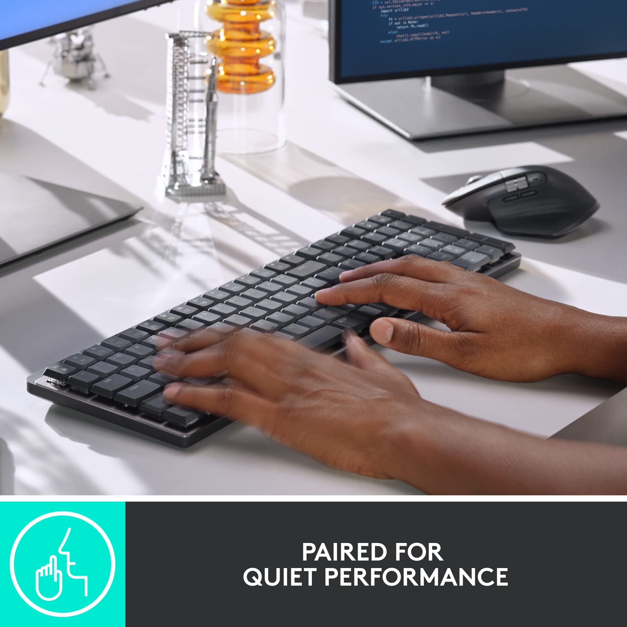 Logitech MX Mechanical Full-Size Wireless Illuminated Keyboard with Linear Switches & MX Master 3S Performance Wireless Mouse Bundle - Compatible with macOS, Windows, Linux, iOS, Android - Perfect for Office Work, Gaming, and Creative Professionals
