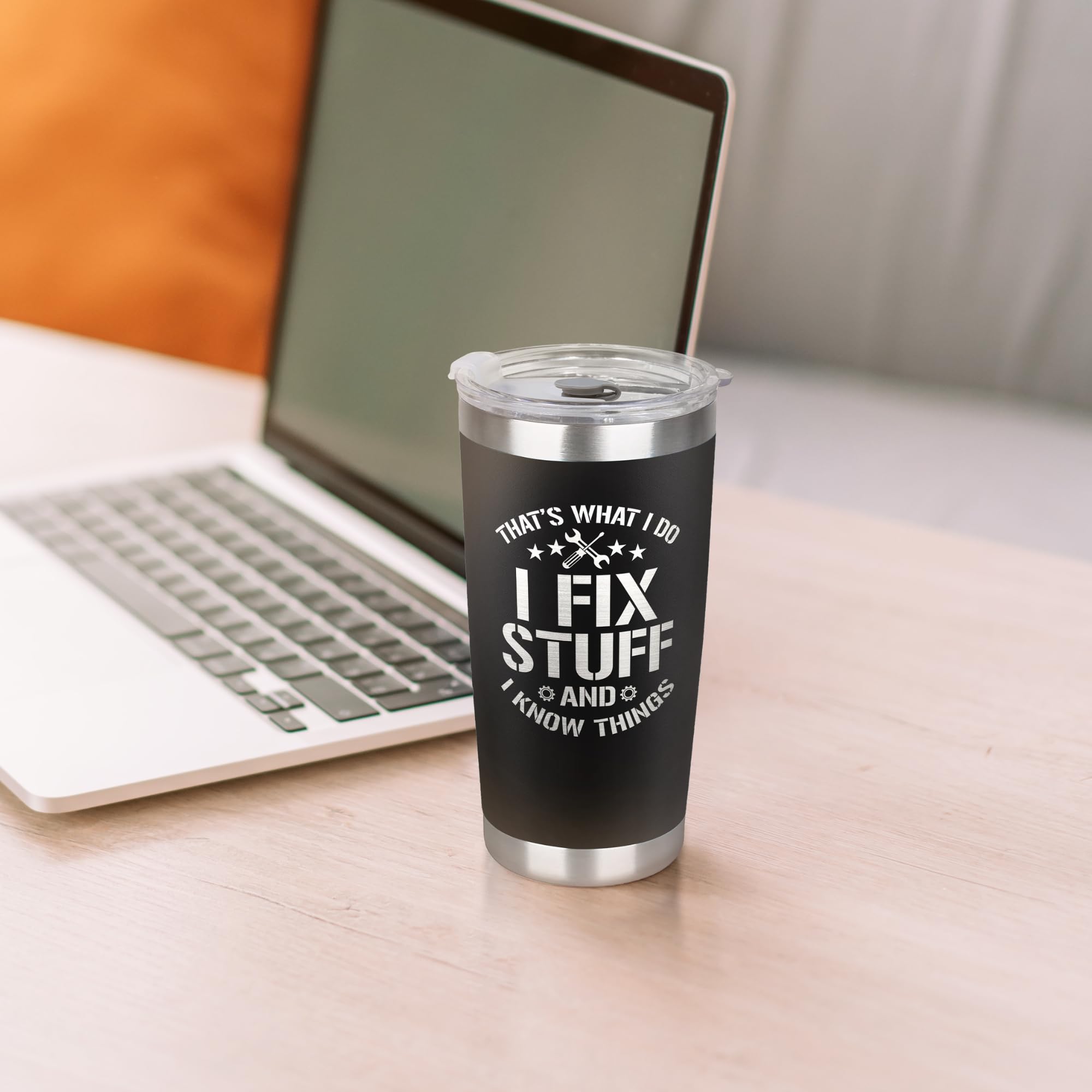 Premium 20 Oz Stainless Steel Tumbler for Men - Insulated Travel Mug for Dad, Husband, Grandpa & Uncle - Ideal Anniversary, Birthday & Christmas Gift - Perfect for Coffee, Tea & Cold Drinks at Home, Office or On-The-Go