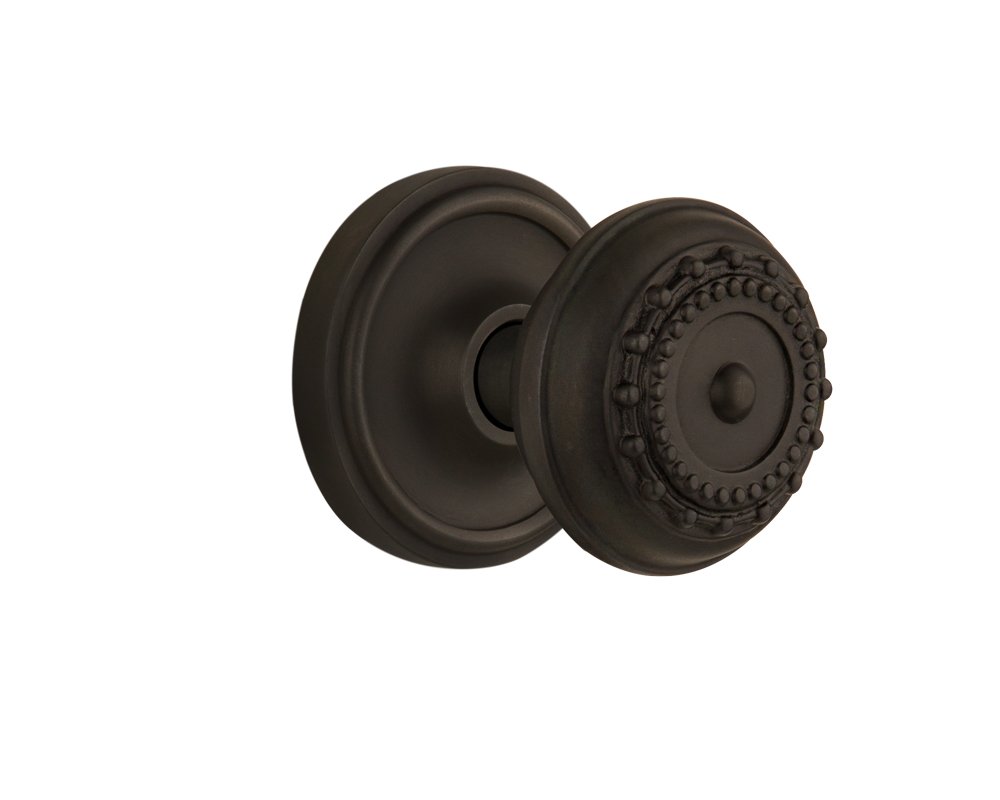 Vintage Classic Rosette with Meadows Door Knob - Single Dummy in Oil Rubbed Bronze | Antique Style Cabinet & Drawer Pull for Bedroom, Bathroom & Vintage Home Decor