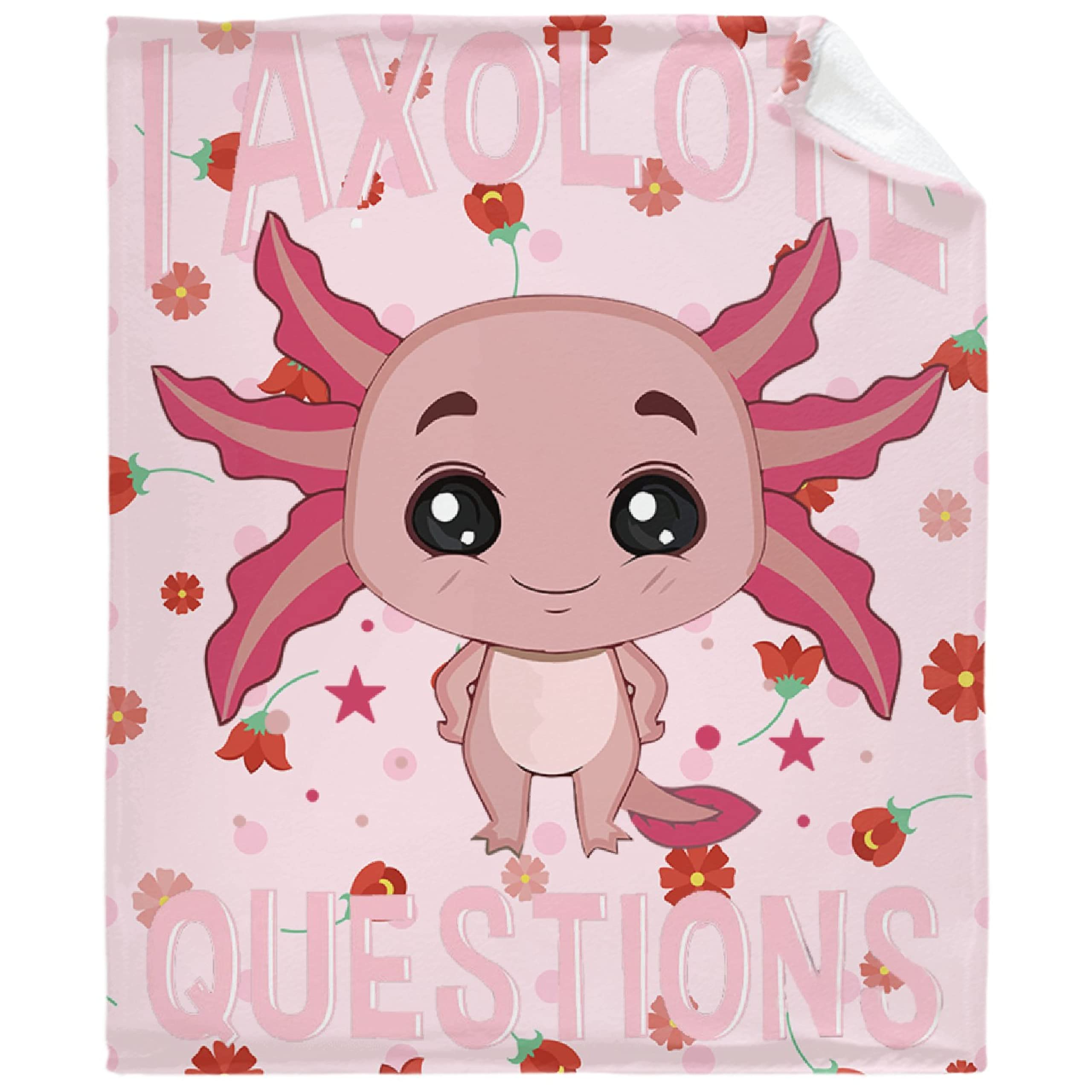 **Axolotl Plush Blanket - Soft Cozy Warm Fleece Flannel Throw Blanket for Women & Girls - Lightweight Microfiber All-Season Blanket - Perfect for Bed, Sofa, Couch & Dorm (XL 120
