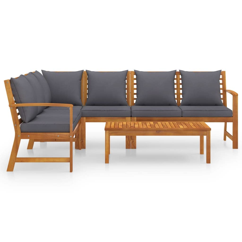 vidaXL Outdoor Lounge Set - Solid Acacia Wood Modern Patio Furniture with Cushions & Coffee Table | Weather-Resistant & Durable | Perfect for Backyard, Garden, Poolside or Terrace Relaxation