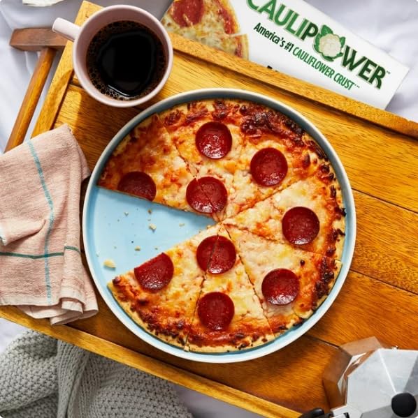 Caulipower Cauliflower Crust Pepperoni Pizza with Zesty Tomato Sauce - Gluten-Free, Low Carb, Frozen (11.3 oz, Pack of 10) - Perfect for Keto Diet, Family Dinners & Quick Meals