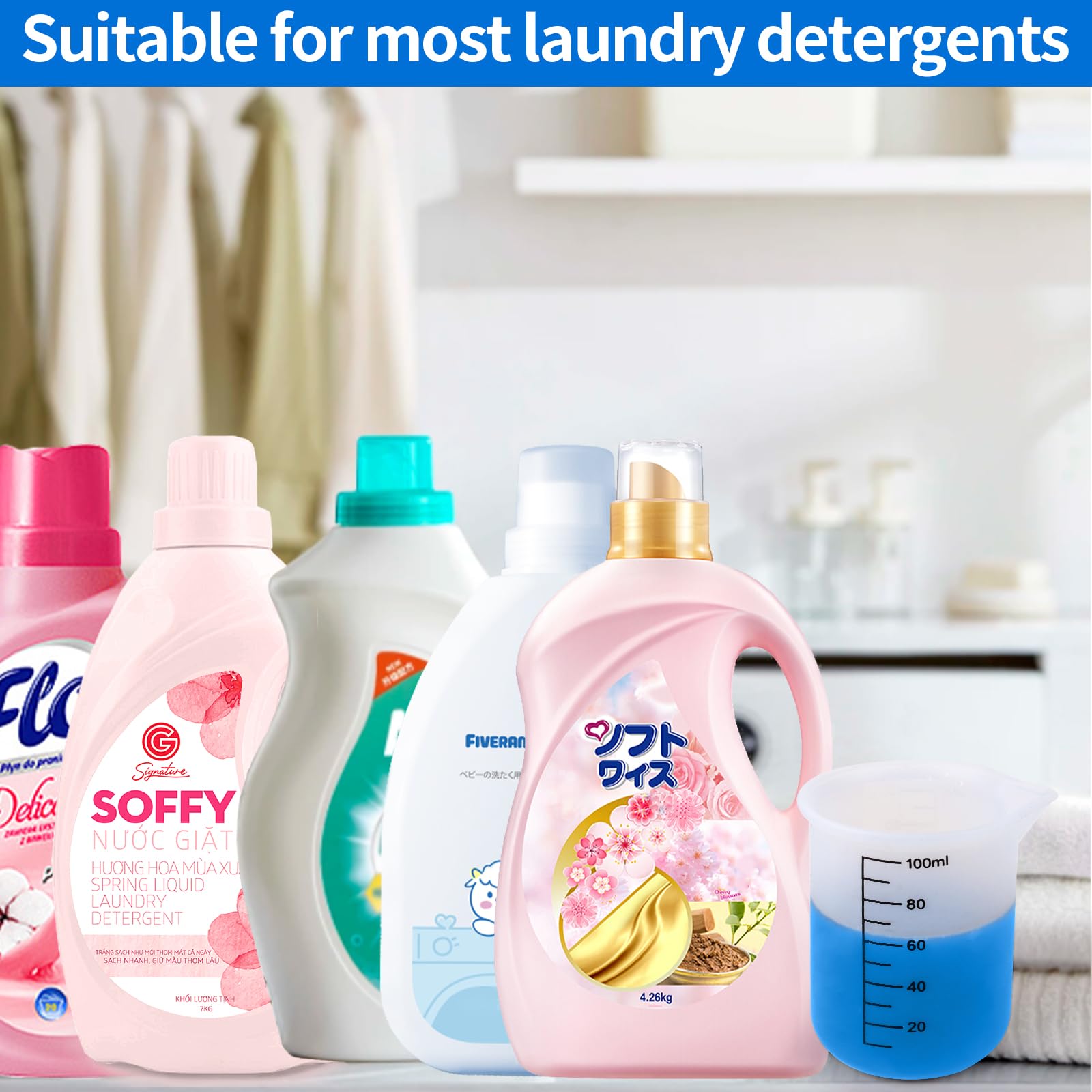 Silicone Laundry Detergent Measuring Cup - Washable & Leak-Proof Liquid Detergent Dispenser (2-Pack) - Perfect for Laundry Rooms, Travel & Mess-Free Cleaning