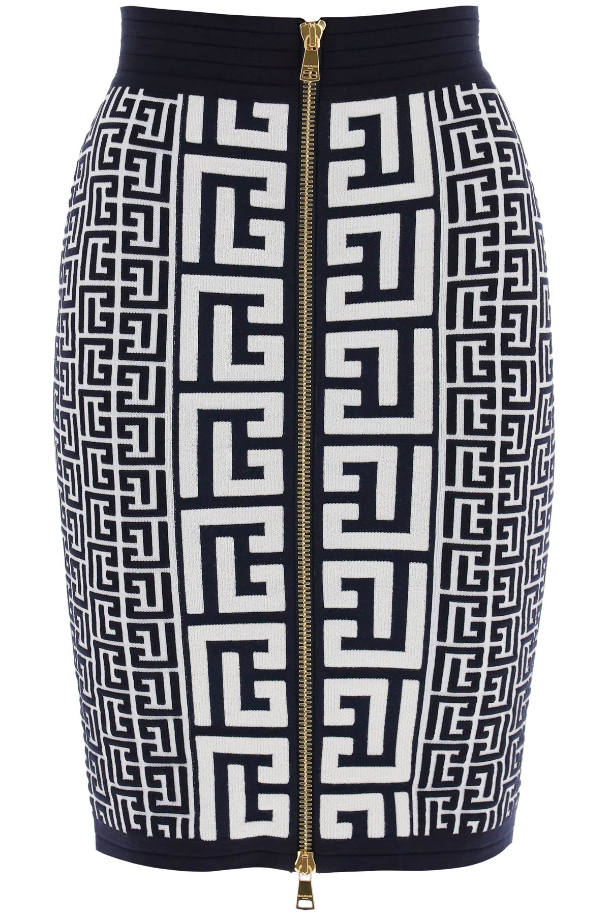 Balmain Monogram Knit Pencil Skirt for Women - Elegant Office Wear & Night Out Outfit