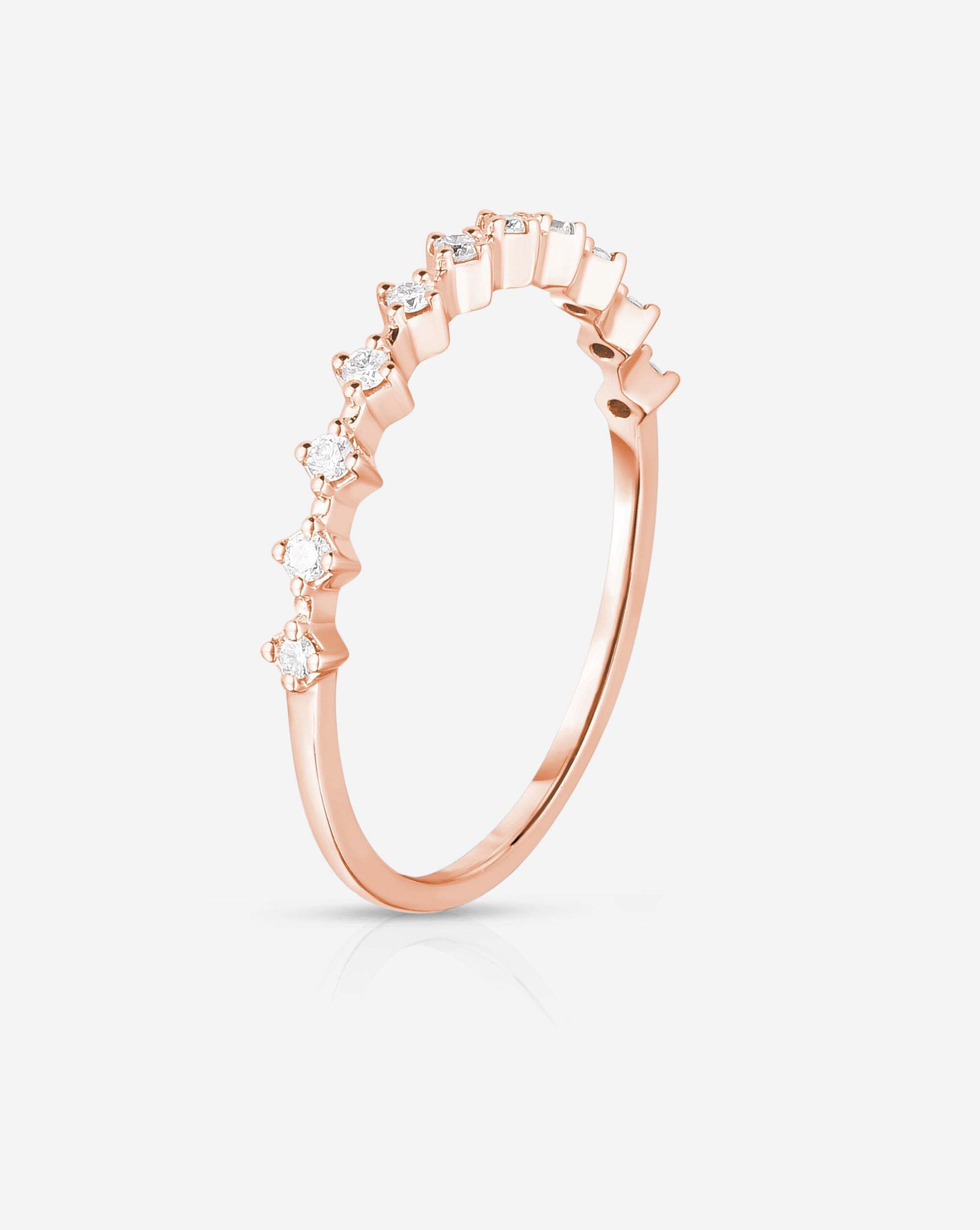 Diamond Station Stackable Ring for Women - Elegant Layering Wedding Band, 14K Gold/White Gold/Rose Gold - Perfect for Everyday Wear, Anniversary & Gift