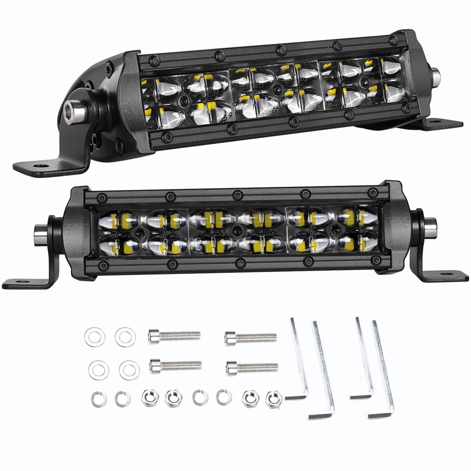 6 Inch LED Light Bar with Wiring Harness Kit - Waterproof Off-Road Fog Lights for Wrangler, Ram, Toyota, Motorcycle, ATV, UTV - Perfect for Night Driving, Trail Riding & Off-Road Adventures