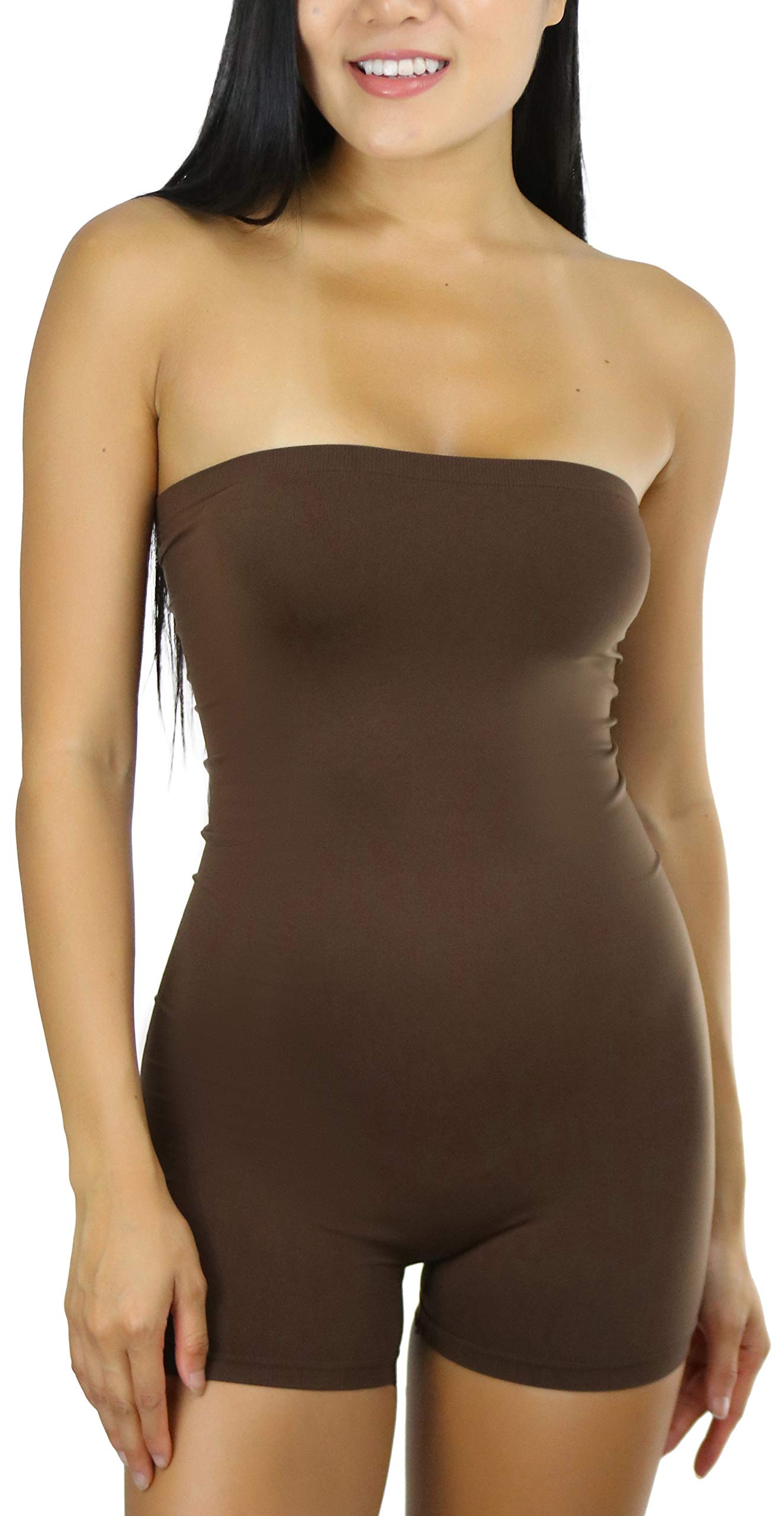 ToBeInStyle Women's Simple Seamless Romper - Comfortable Stretchy Jumpsuit for Casual Wear, Lounge, Travel & Summer Outfits