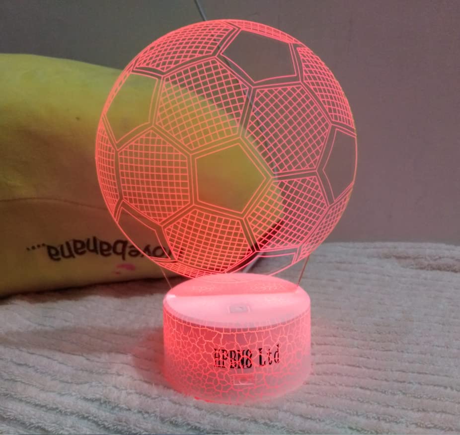 3D Optical Illusion Football Night Light - USB Powered LED Desk Lamp with 7 Color Changing Modes & Touch Control - Perfect for Bedroom Decor, Kids Room, Game Room Lighting & Birthday Gifts