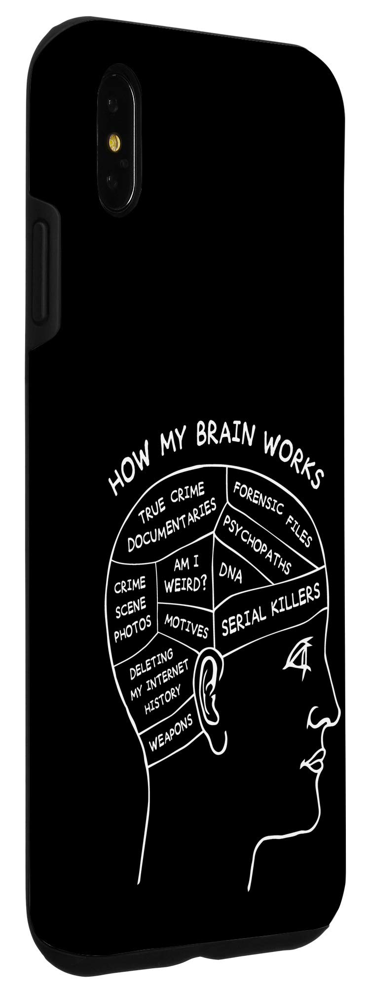 iPhone XS Max Case - True Crime & Brain Diagram Design - Premium Protective Cover for iPhone XS Max - Perfect for Crime Enthusiasts & Psychology Fans