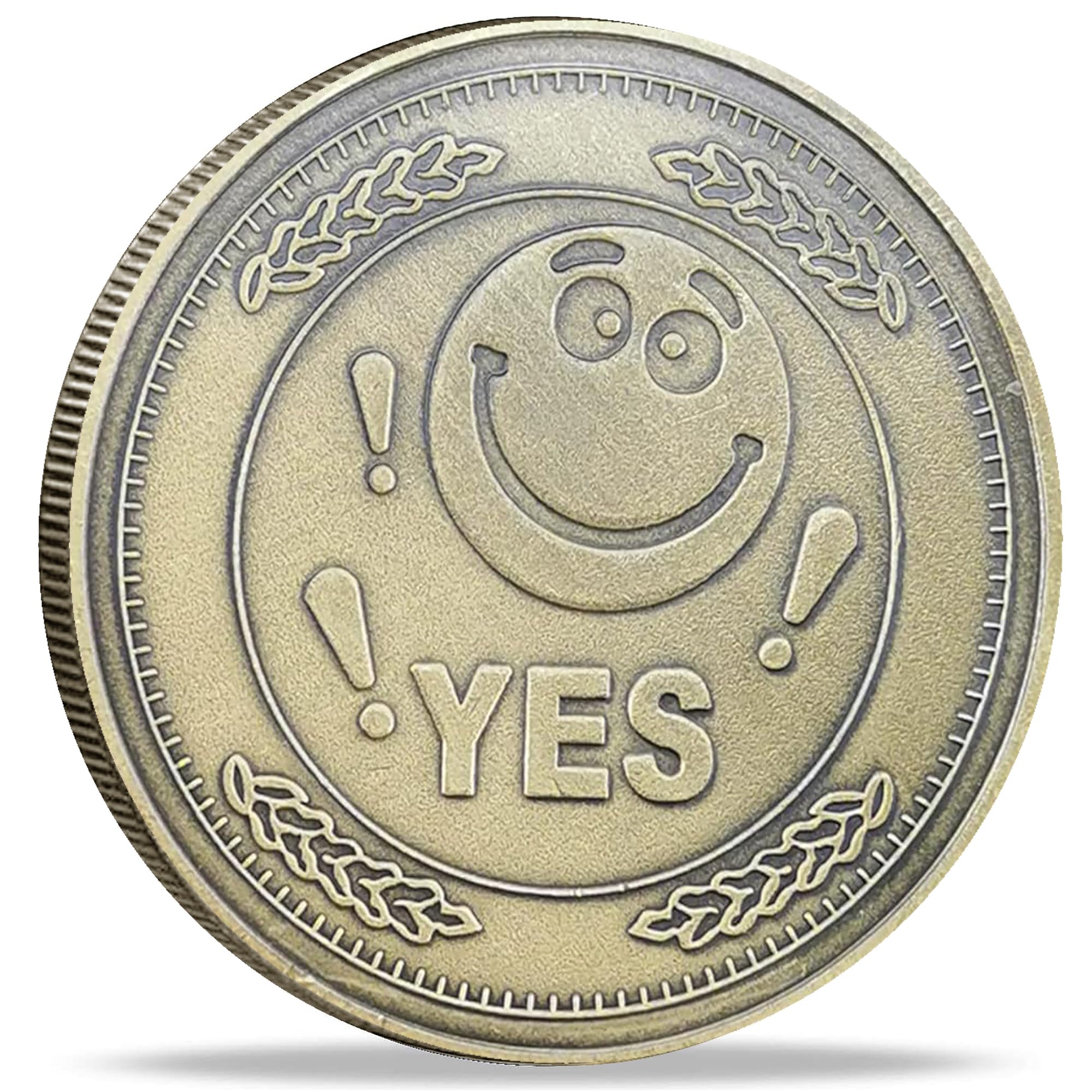 YES NO Flipping Challenge Coin - Bronze Decision Maker Divination Tool for Meditation, Decision Making & Fun Party Games