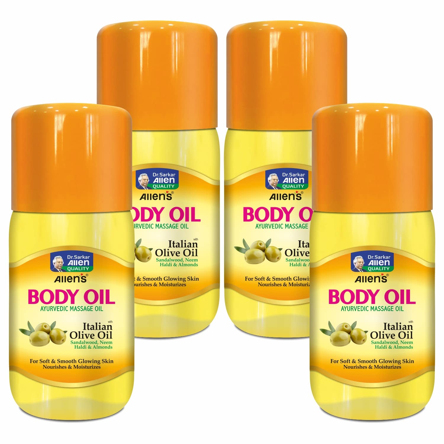 Allen's Body Oil (200ml X4) - Anti-Aging Moisturizer for Youthful Glowing Skin, Fights Dryness & Wrinkles | Perfect for Daily Hydration & Nighttime Skincare Routine