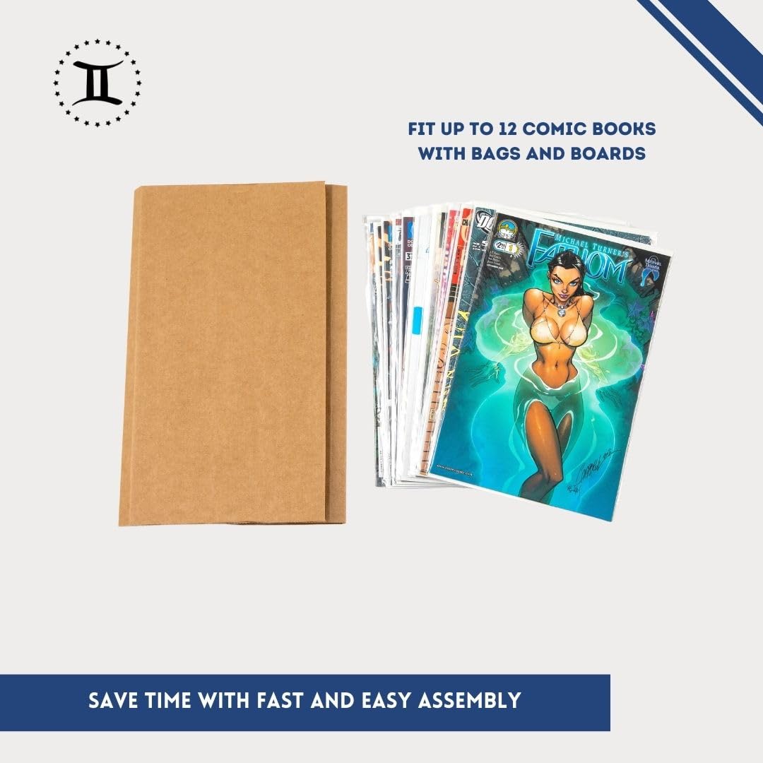 Gemini Comic Book Mailers with Filler Pads - 50 Pack of Protective Shipping Envelopes & Padding | Stay Flat, Crush Proof, Bend Resistant | Ultimate Protection for Comics, Manga & Collectibles | Perfect for eBay, Amazon & Online Sellers Shipping Valuable Items