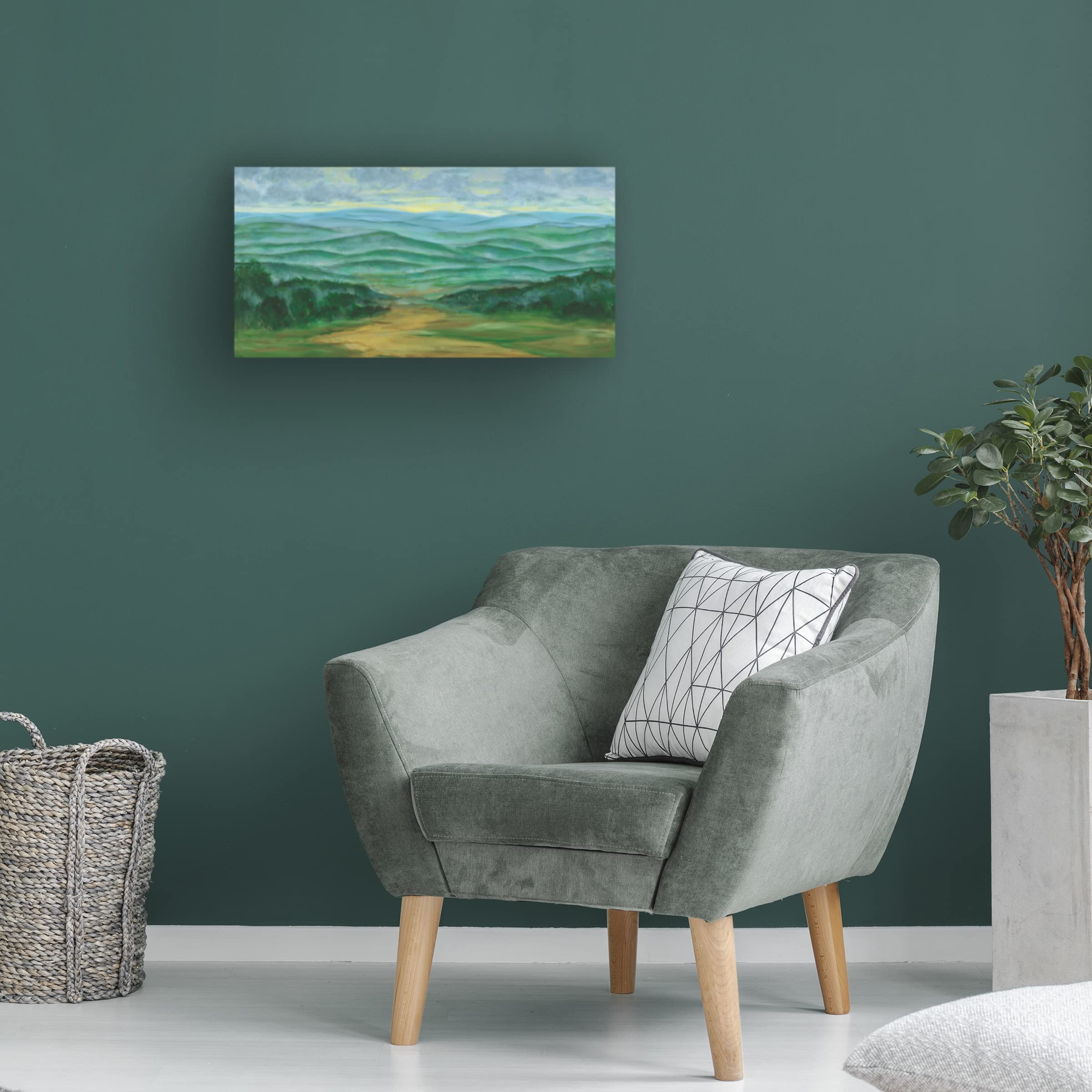 Julie Joy 'Misty Mountain View I' Canvas Wall Art Print - Landscape Nature Painting for Living Room, Bedroom & Office Decor