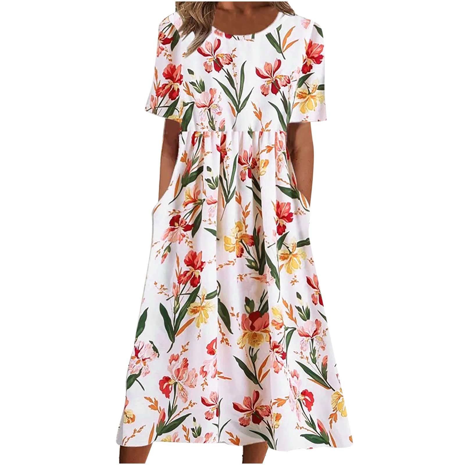 Trendy Plus Size Floral Boho Dress for Women 2025 - Casual Summer & Spring Flowy Shirt Dress with Pockets | Perfect for Beach Vacations, Brunch Dates & Outdoor Events