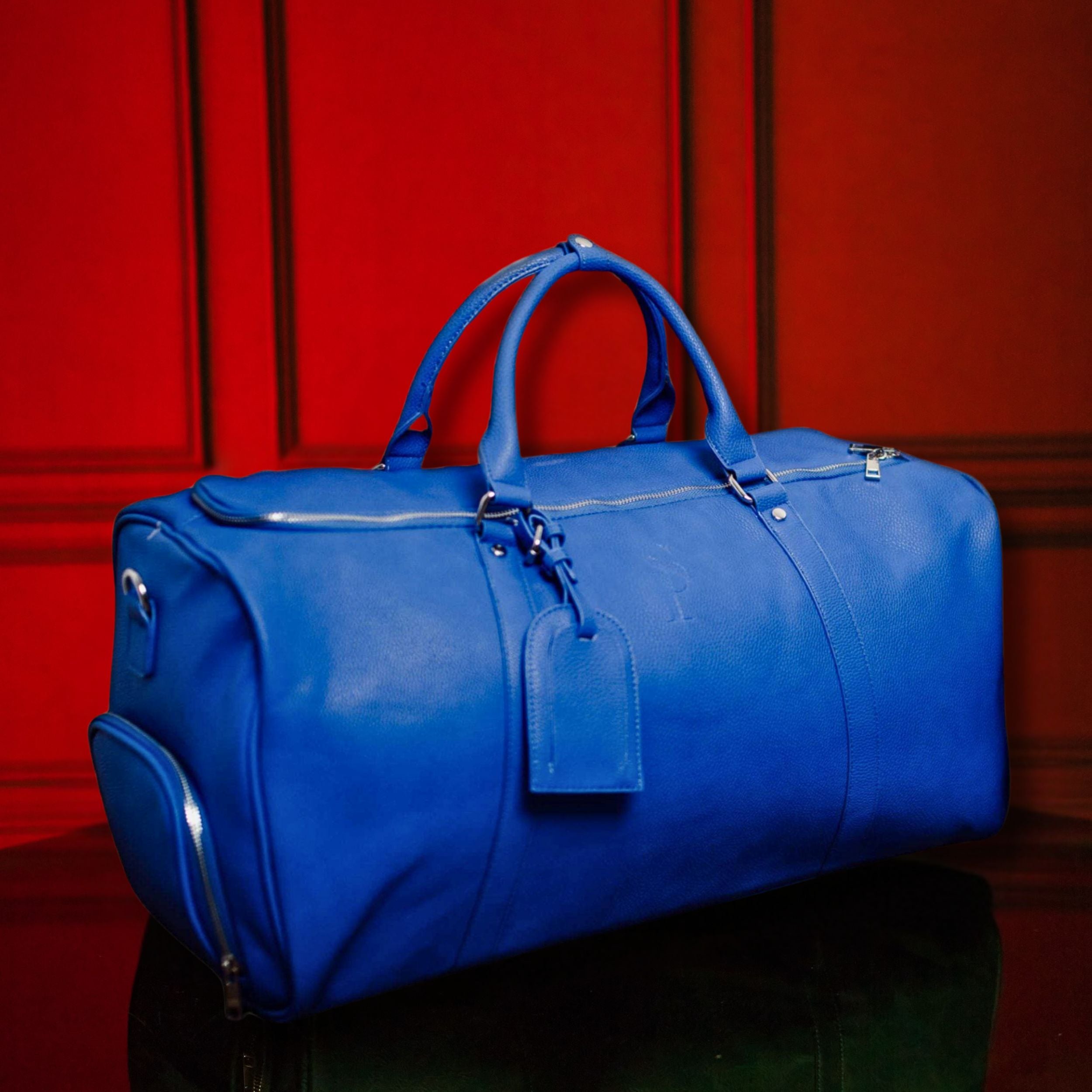 Royal Blue Leather Duffle Bag - Unbreakable Kicks Collaboration - Premium Travel & Gym Bag for Men & Women - Perfect for Weekend Getaways, Sports Gear & Business Trips