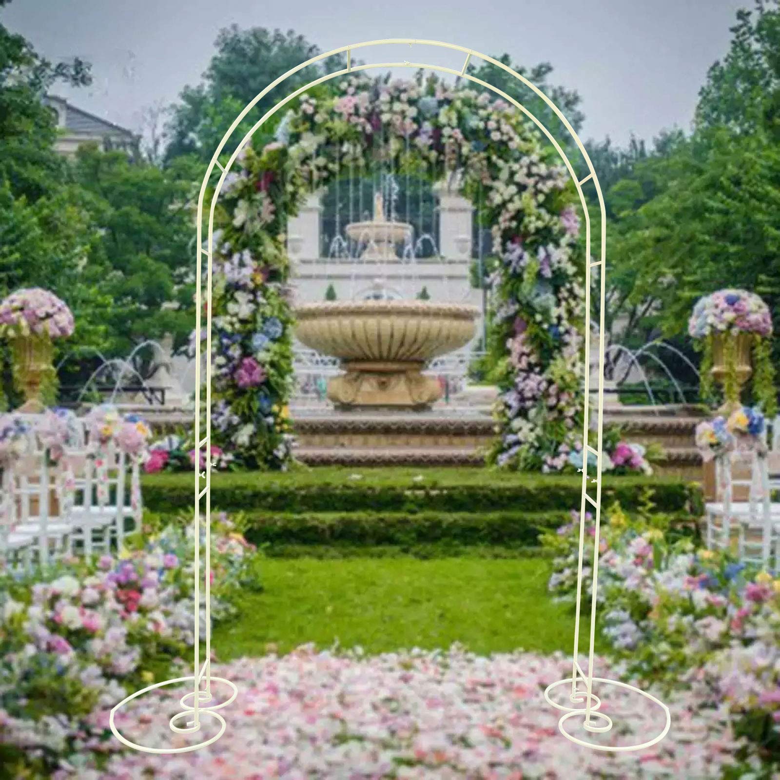 Gdrasuya10 White Metal Garden Arch - Elegant Wedding Arbor for Outdoor Ceremonies, Party & Event Decorations - Perfect for Backyard Weddings, Garden Parties & Special Occasions