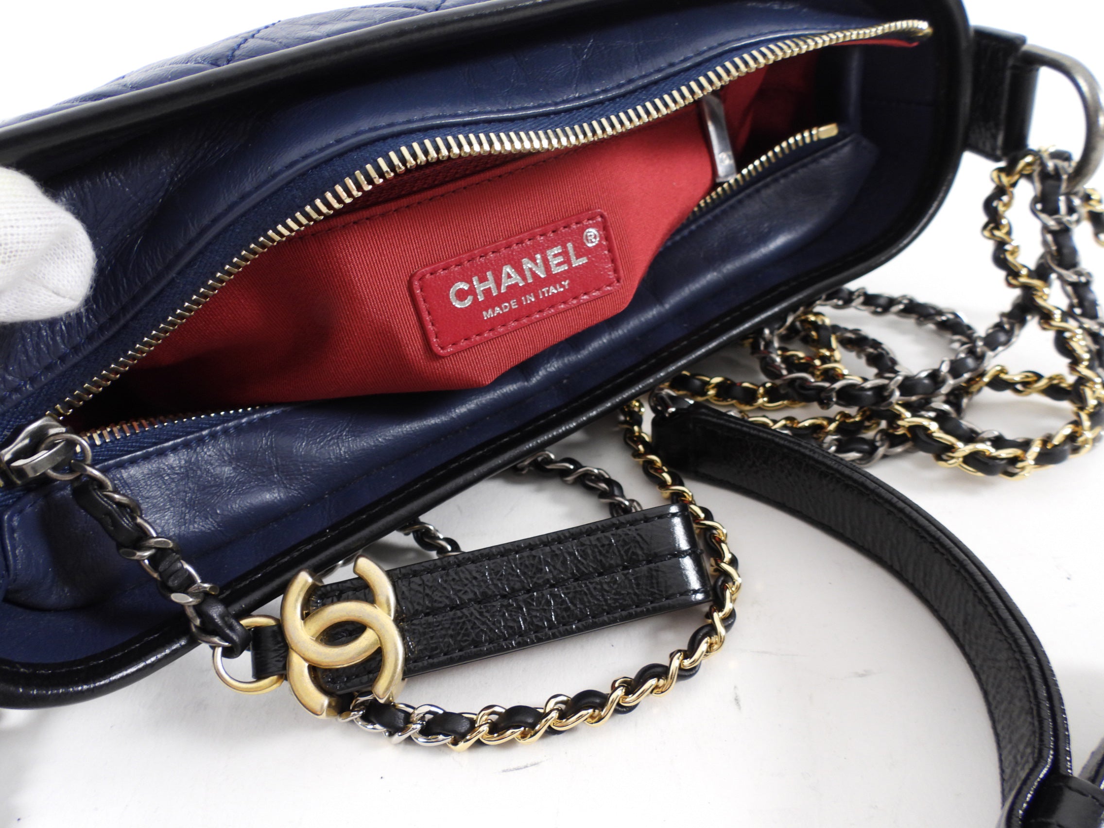 Chanel Gabrielle Navy and Black Medium Chain Strap Hobo Bag - Luxury Designer Handbag for Women, Perfect for Work, Travel & Evening Events