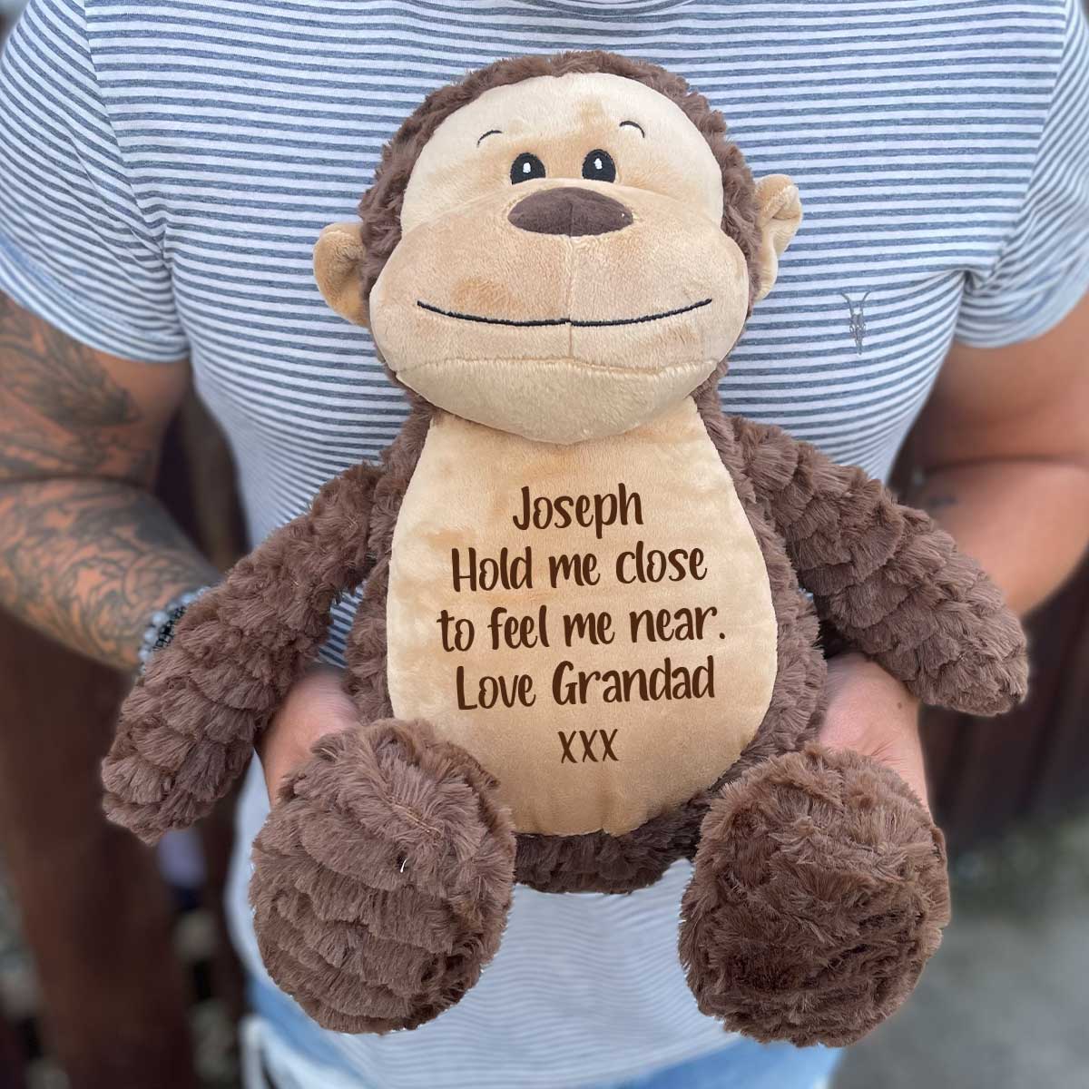 Personalized Keepsake Comfort Monkey Plush Toy - Custom Name Baby Gift for Newborns, Toddlers & Kids - Perfect for Nursery Decor, Birthday Presents & Emotional Support