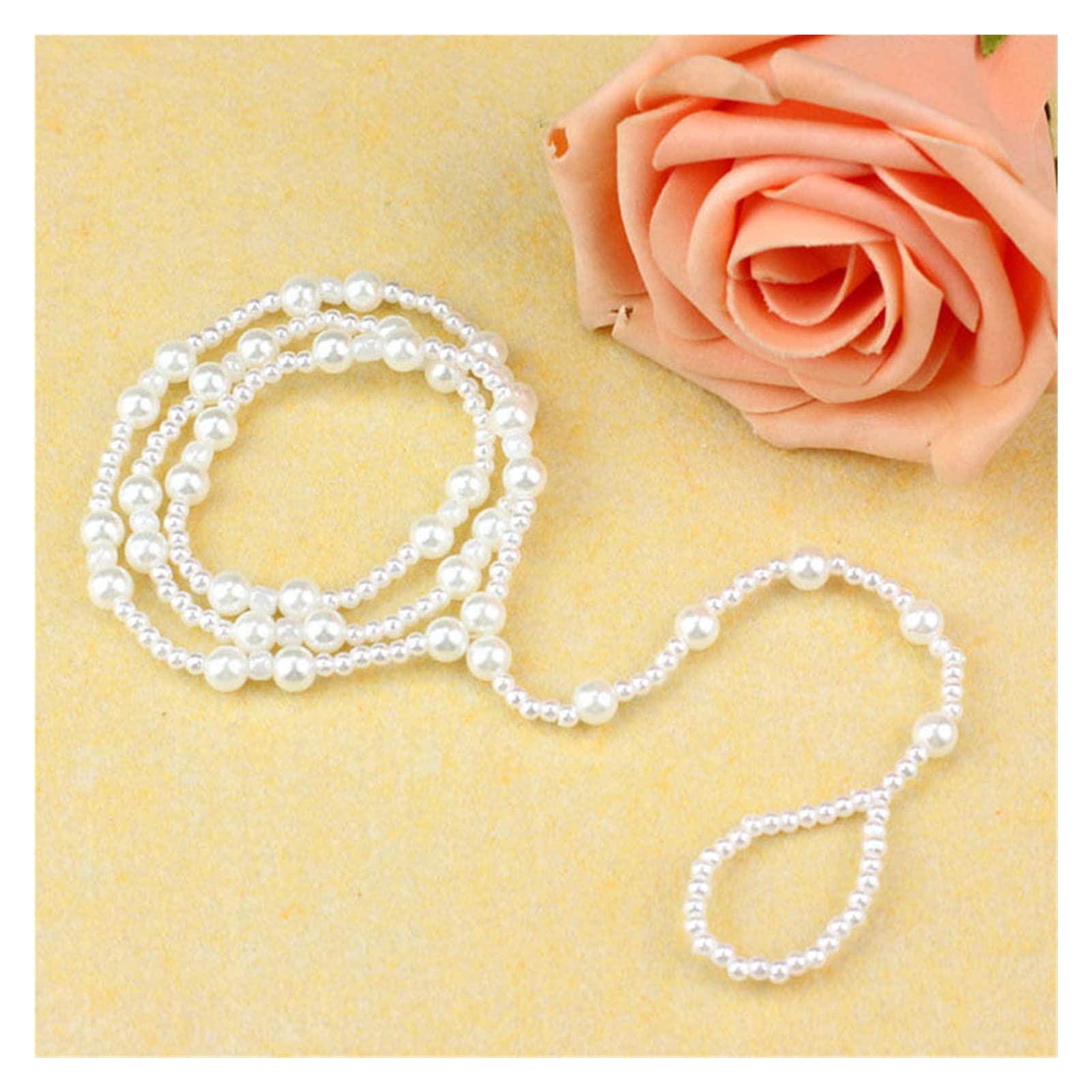 Fashion Pearl Anklet for Women - Elegant Ankle Bracelet with White Pearls, One Size Barefoot Sandals Jewelry | Perfect for Beach Weddings, Summer Vacations & Boho Style Outfits