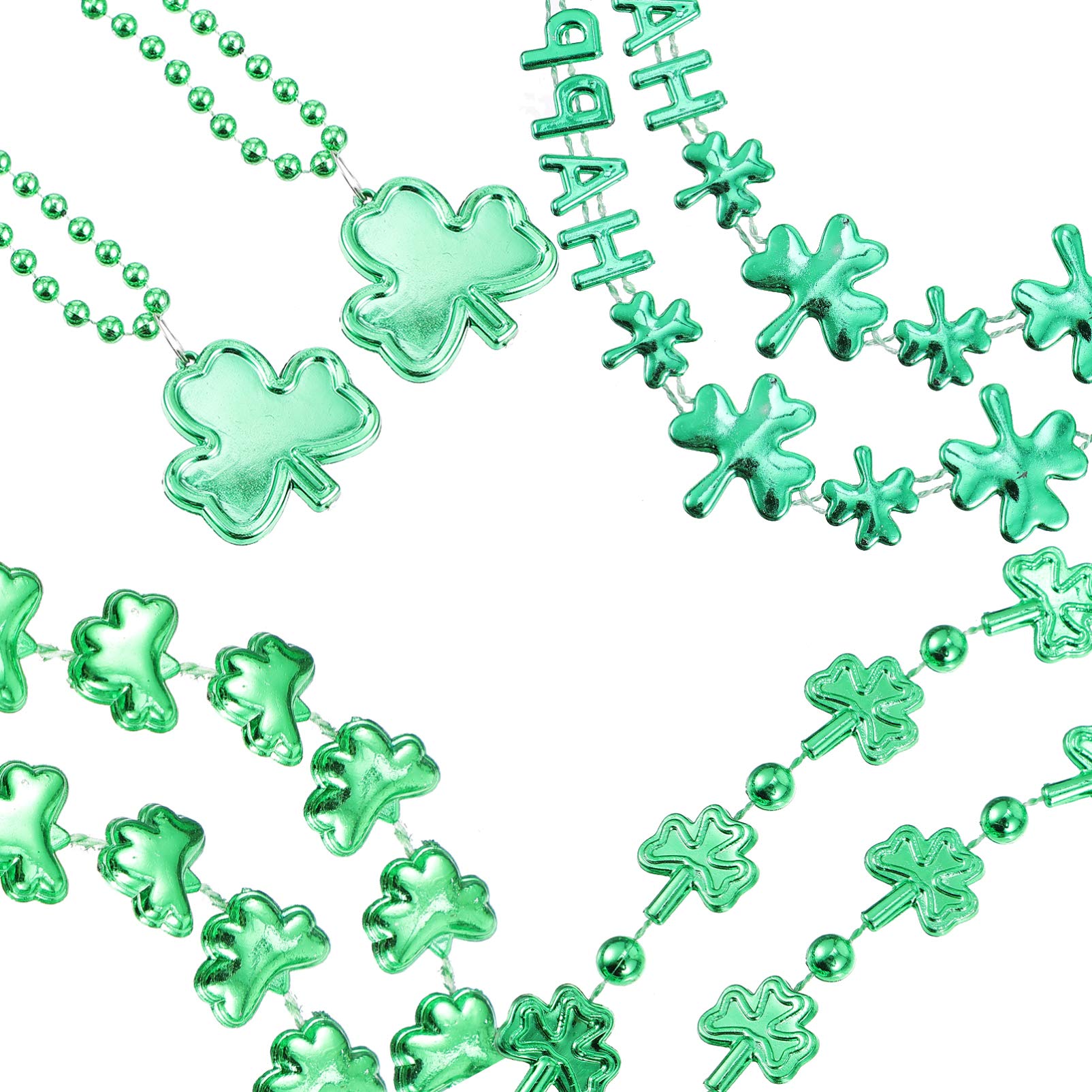 Toyvian St. Patrick's Day Necklaces - Shamrock Medallion & Green Bead Pendant Jewelry (2 Sets) | Irish Clover Party Favors, Costume Accessories for St. Paddy's Day Celebrations & Themed Events