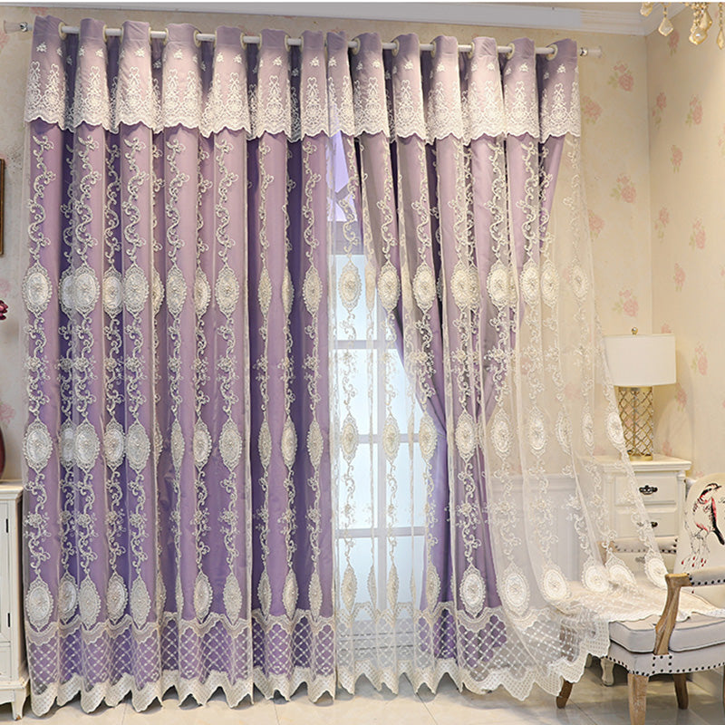 Galilea Two Layer French Style Embroidery Blackout Custom Curtains for Living Room & Bedroom - Elegant Window Treatment for Home Decor