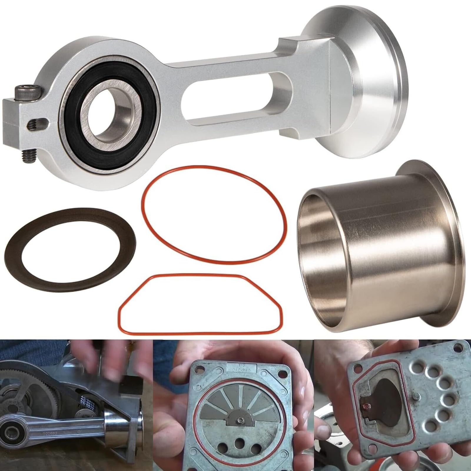 Oil-Free Air Compressor Piston Kit - Replacement Connecting Rod & Piston Set for Devilbiss 919.167330 - Perfect for Industrial Tools, Automotive Repair & Home DIY Projects