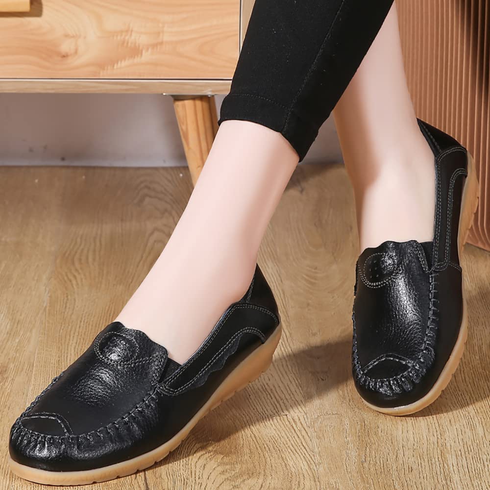WERWAES Women's Casual Loafers - Lightweight Comfortable Slip-On Moccasins for Walking | Non-Slip Flat Shoes with Round Toe | Perfect for Office, Travel & Everyday Wear