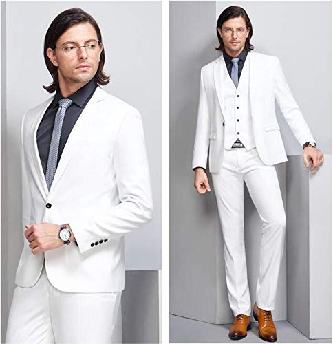 Men's Peak Lapel 3 Piece Business Suit | Single Button Groom Wedding Tuxedo | Formal Office Attire & Special Occasion Wear