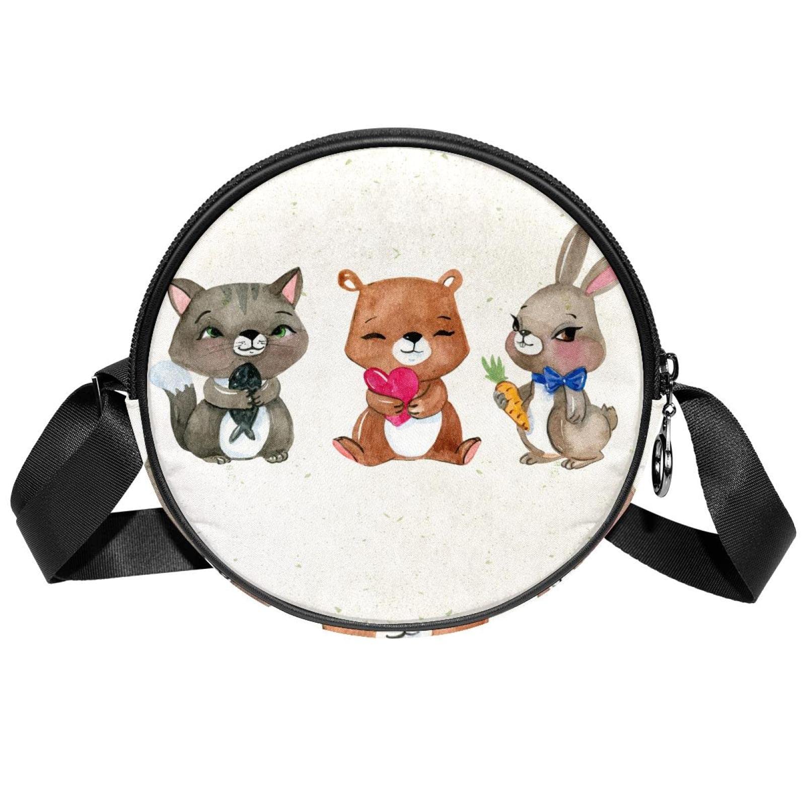Stylish Hand Drawn Animal Print Small Crossbody Bag for Women - Fashionable Round Shoulder Purse with Unique Circle Design | Perfect for Casual Outings, Shopping & Travel Accessories