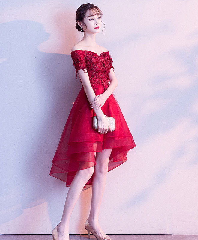 Burgundy Tulle Off Shoulder Short Prom Dress for Women - Elegant Homecoming Party Gown for Teen Girls - Perfect for Prom Night, Quinceañera & Special Occasions