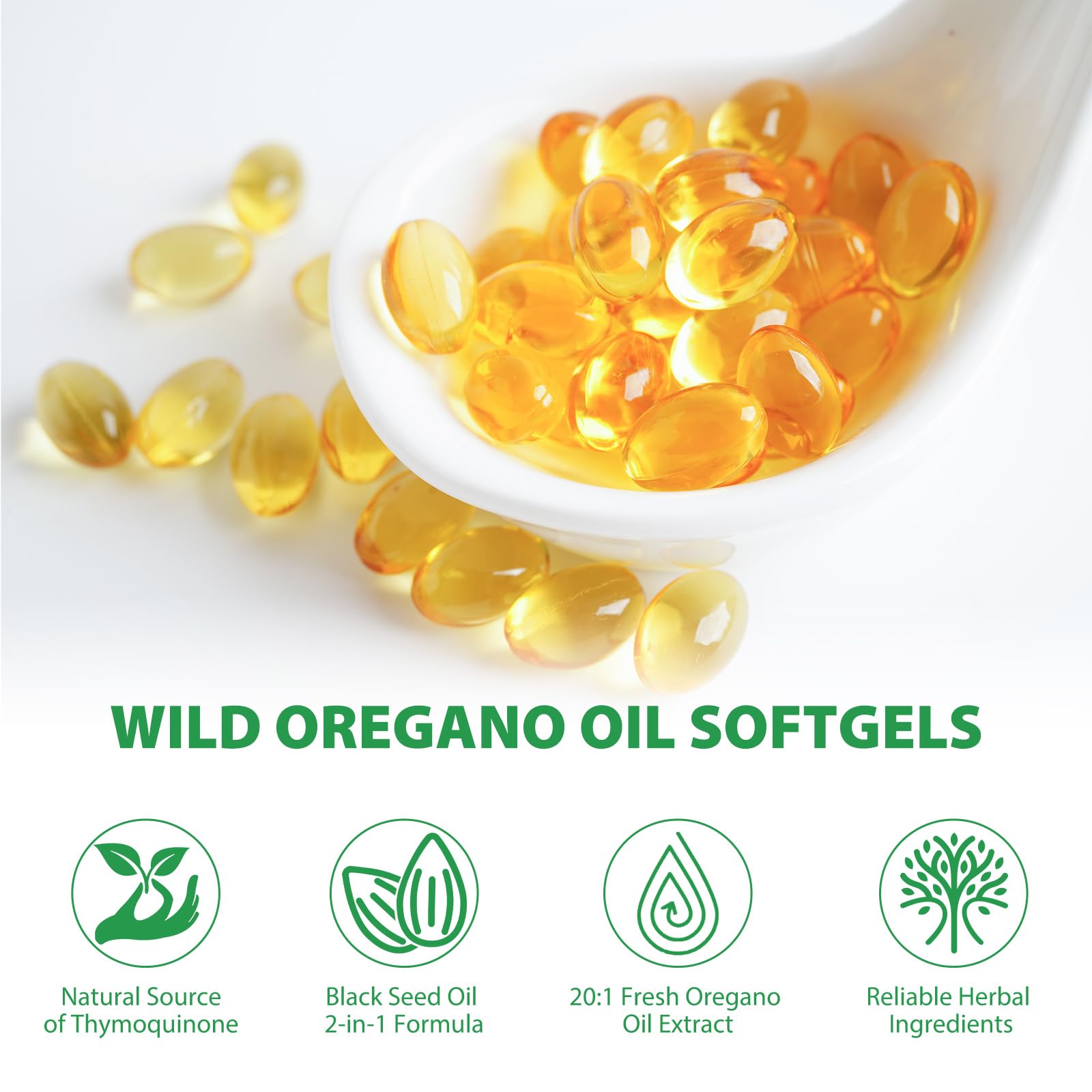 Organic Oregano Oil with Black Seed Oil Capsules - Non-GMO, Gluten Free Immune Support Supplement | Pure Oregano Essential Oil Softgels for Respiratory & Digestive Health | Perfect for Daily Wellness & Travel Protection