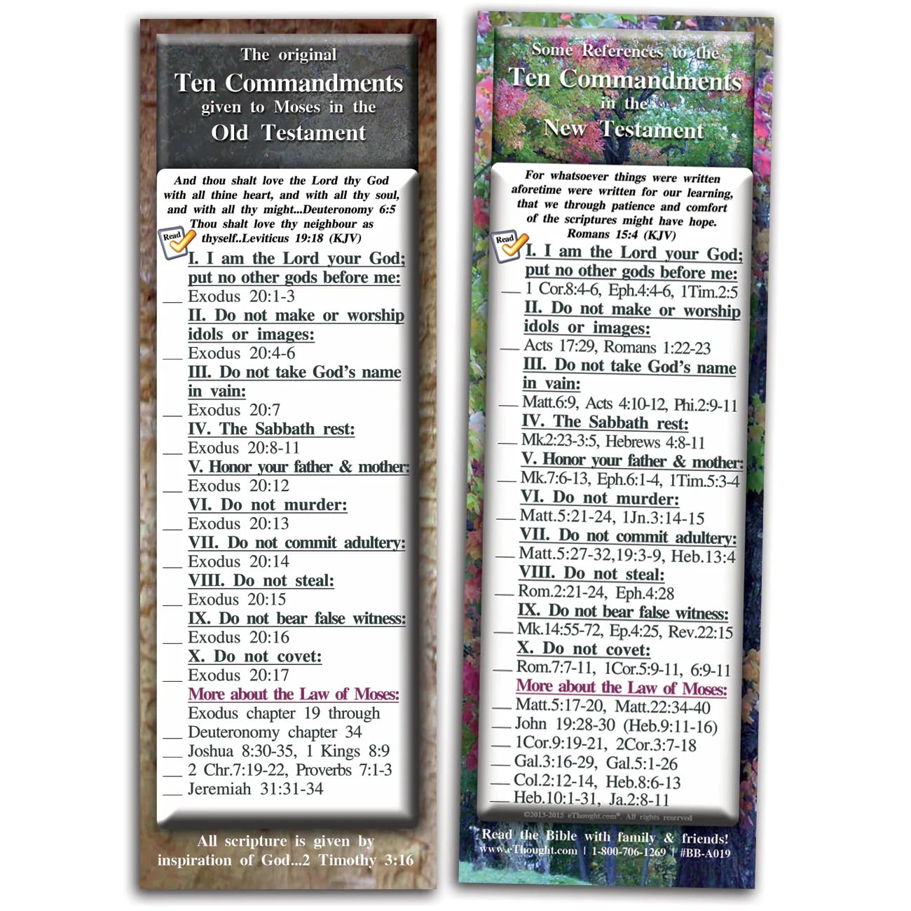 The Ten Commandments - Set of 25 Bible Reference Cards (2.75