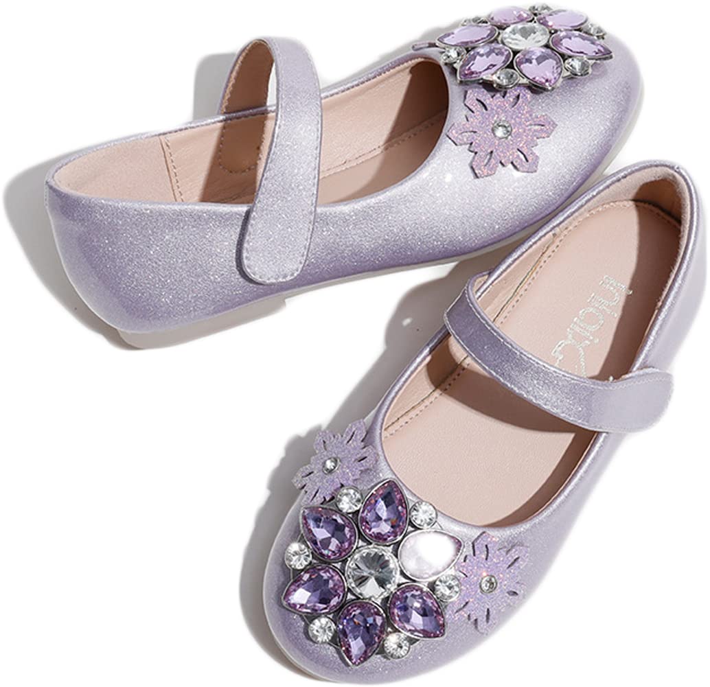 **Elsa Princess Ballet Flats for Girls - Sparkling Diamond Floral Soft Sole Shoes for Kids | Perfect for Dance, School & Party**