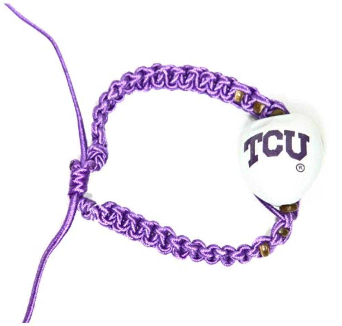 NCAA TCU Horned Frogs Go Nuts Kukui Nut Macrame Bracelet - Handmade Hawaiian Style Beaded Friendship Bracelet for Women & Men - Perfect for Game Day, College Gifts & Boho Fashion