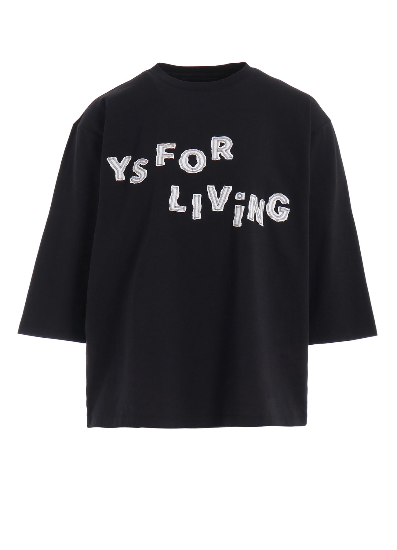 32/1 Cotton Jersey Logo Applique 3/4 Sleeve T-Shirt - Comfortable Casual Top for Women's Everyday Wear & Summer Outfits