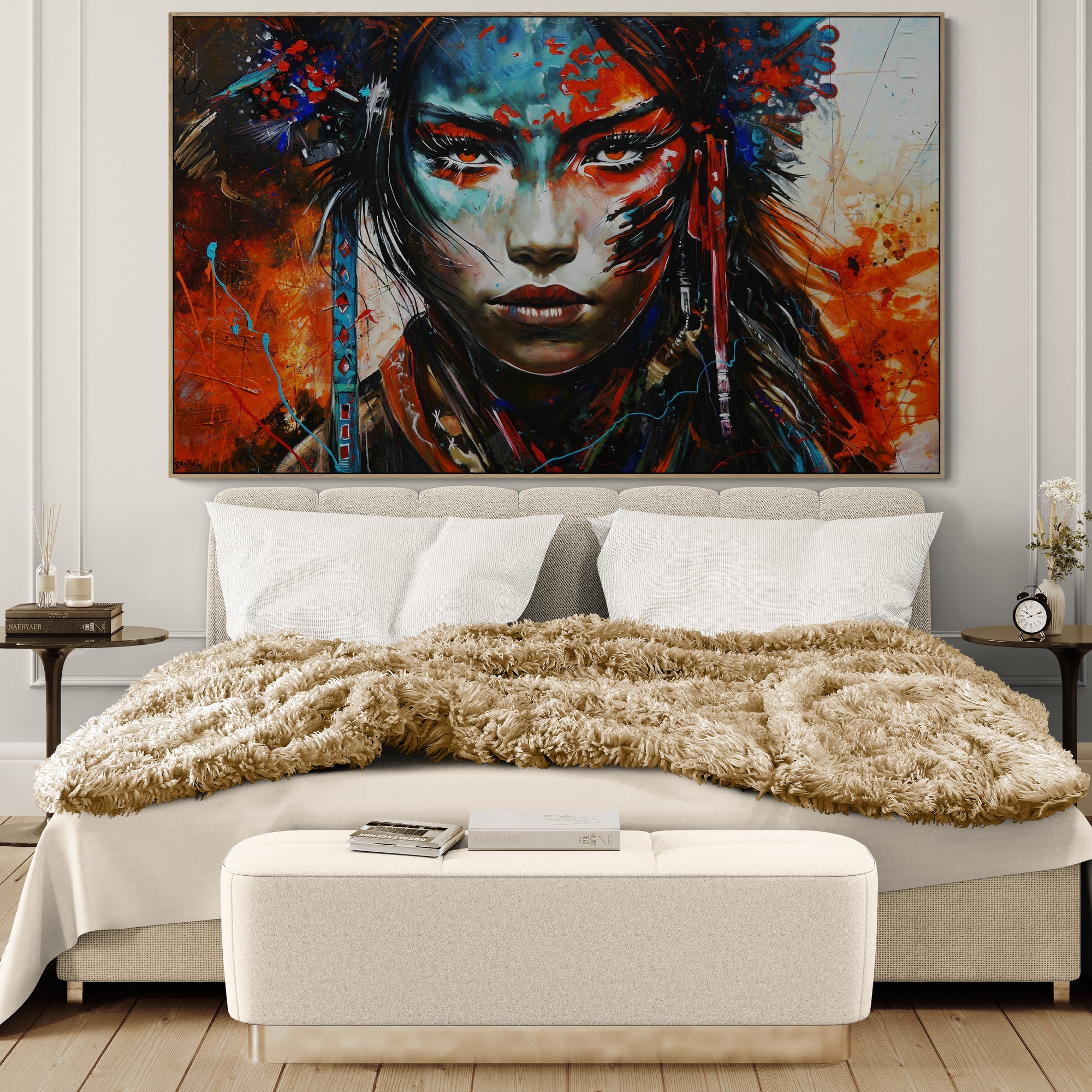 Jingu 200cm x 120cm Framed Brave and Beautiful Abstract Textured Wall Art Painting - Modern Home Decor for Living Room, Bedroom, Office