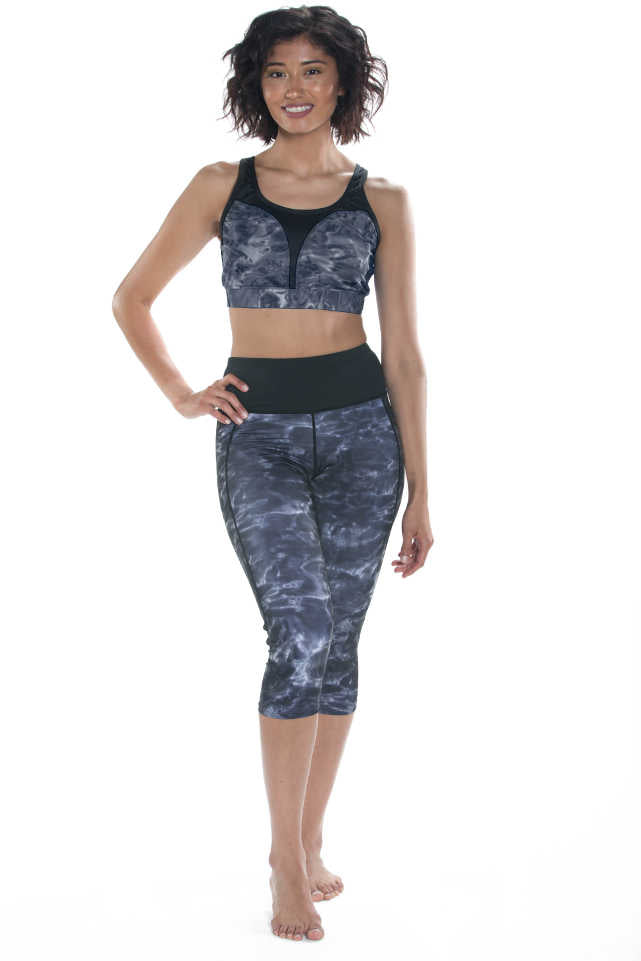 Women's High Waist Capri Swim Leggings - Quick Dry Workout Aqua Design for Yoga, Beach & Pool Activities